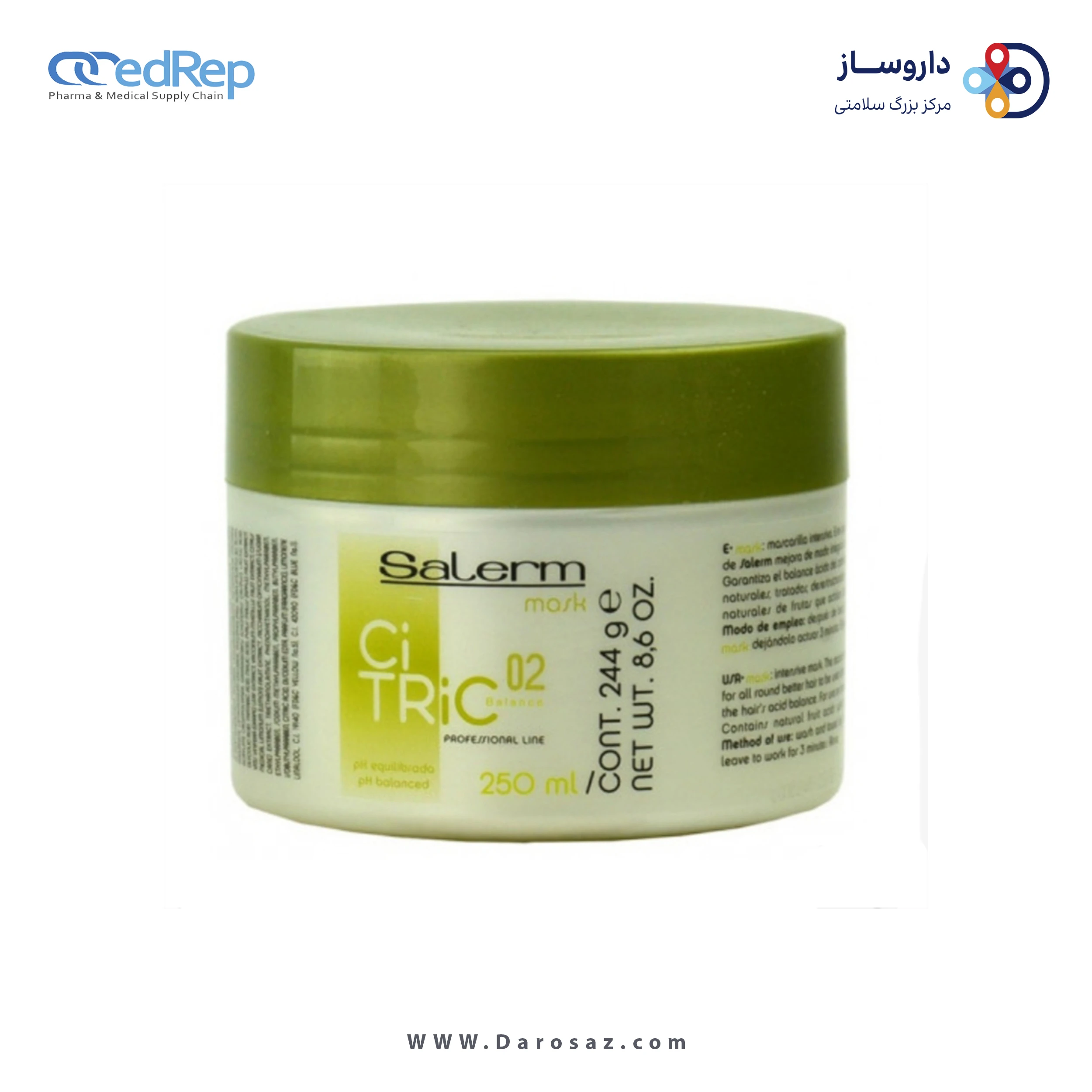 فراورده های حالت دهنده ،نرم کننده وتثبیت کننده آرایش مو (کرمها ، لوسیونها وروغنها) SALERM COSMETICS Citric Balance Mask 250ml