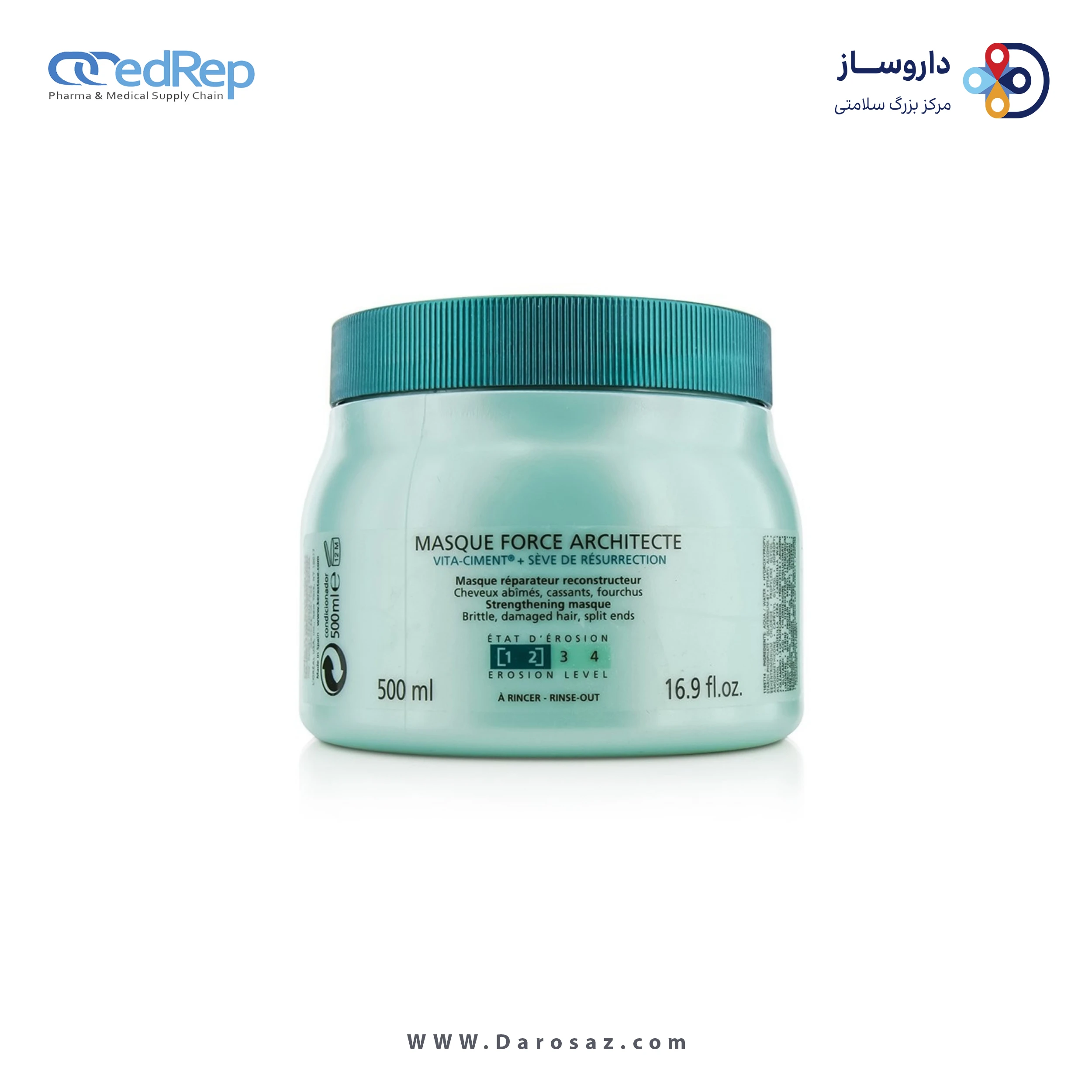 فراورده های حالت دهنده ،نرم کننده وتثبیت کننده آرایش مو (کرمها ، لوسیونها وروغنها) KERASTASE Resistence Masque Force Architecte Reconstructing Masque Brittle Very Damaged Hair Split 500ml