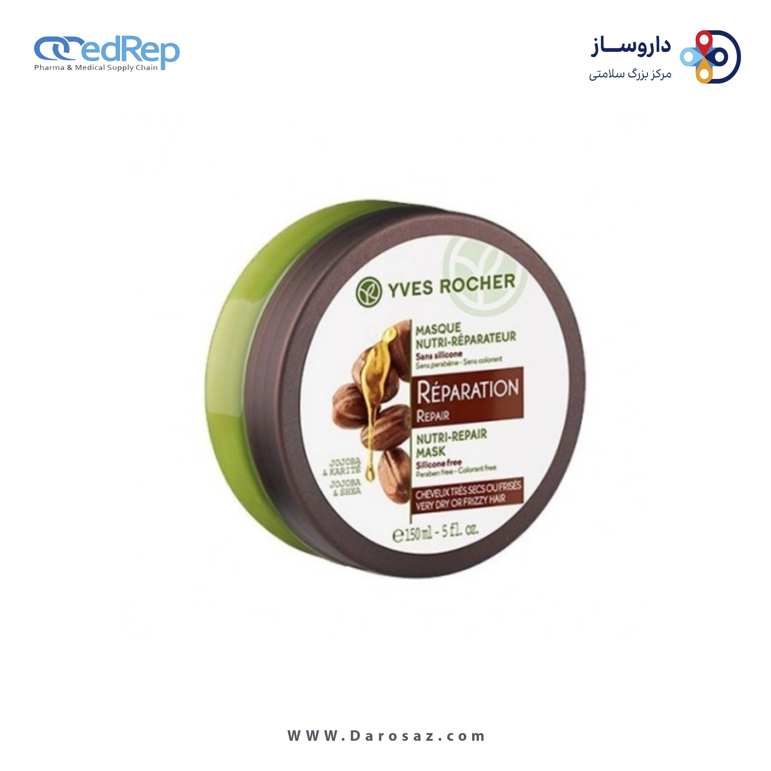 فراورده های حالت دهنده ،نرم کننده وتثبیت کننده آرایش مو (کرمها ، لوسیونها وروغنها) YVES ROCHER Nutrition:1 Minute Nourishing Repairing Mask Dry Hair