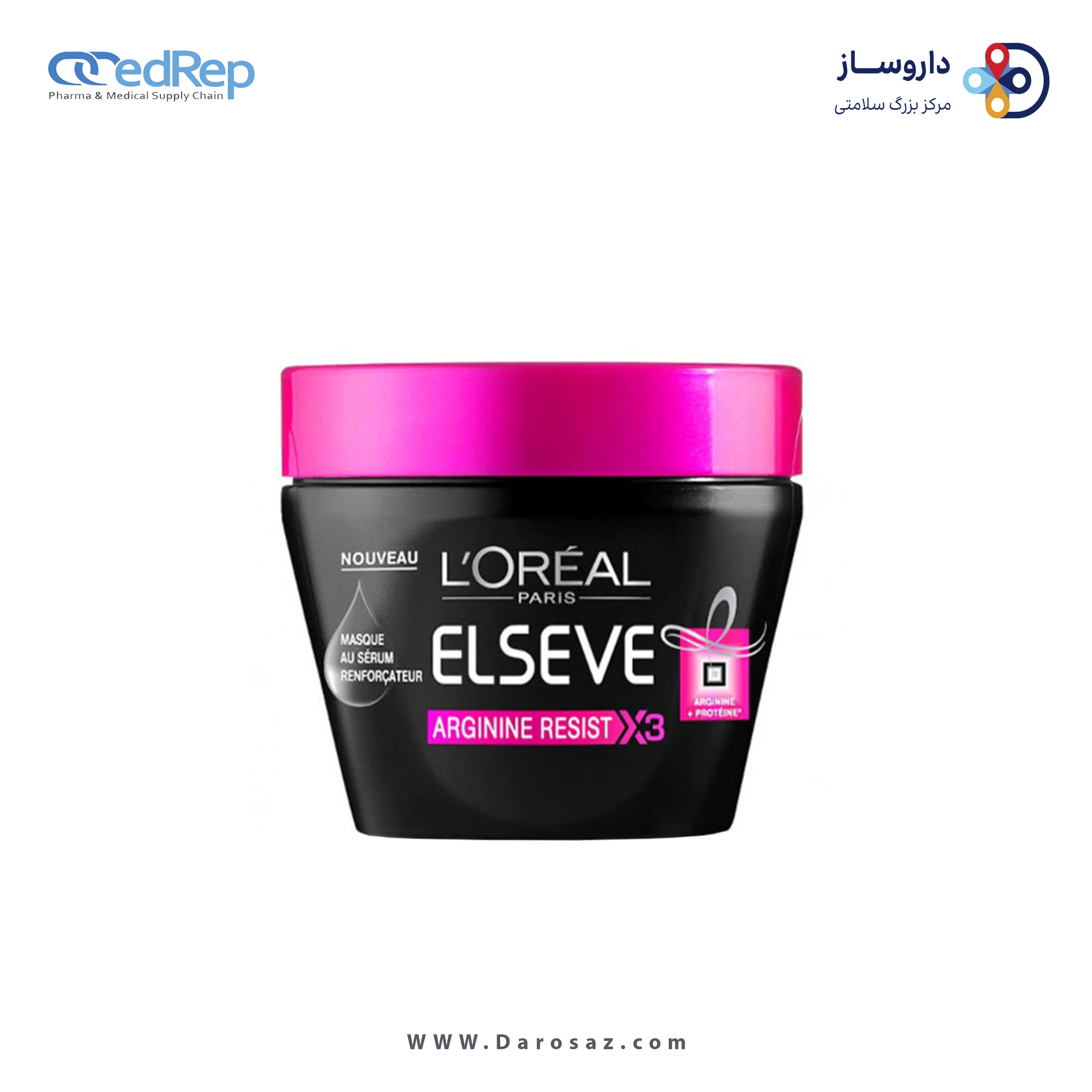فراورده های حالت دهنده ،نرم کننده وتثبیت کننده آرایش مو (کرمها ، لوسیونها وروغنها) L'OREAL PARIS Elseve Arginine Resist –Masque Au Serum Renforcateur/ Arginine Resist Mask 300ml