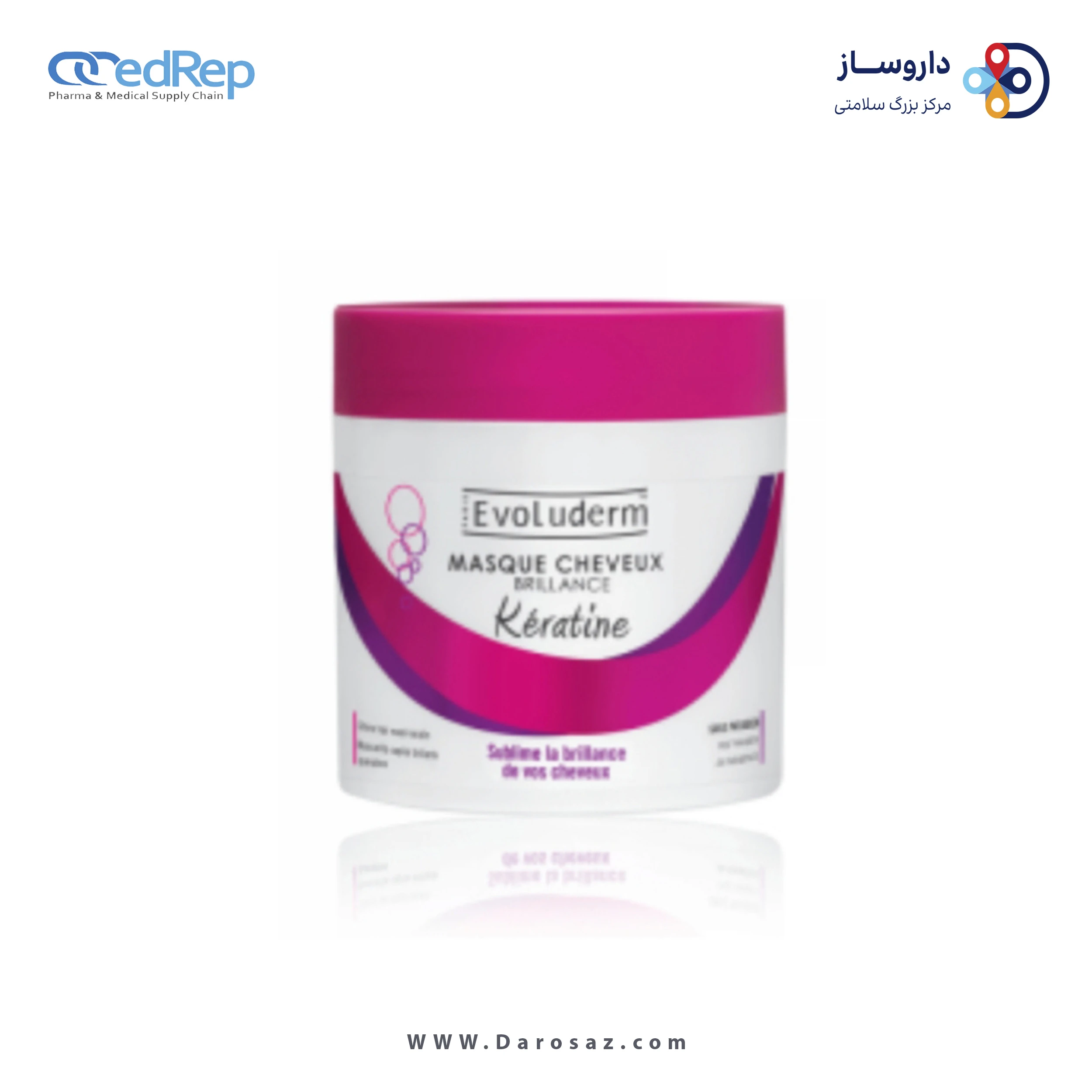 فراورده های حالت دهنده ،نرم کننده وتثبیت کننده آرایش مو (کرمها ، لوسیونها وروغنها) EVOLUDERM Masque Shine Keratine Shine Hair Mask