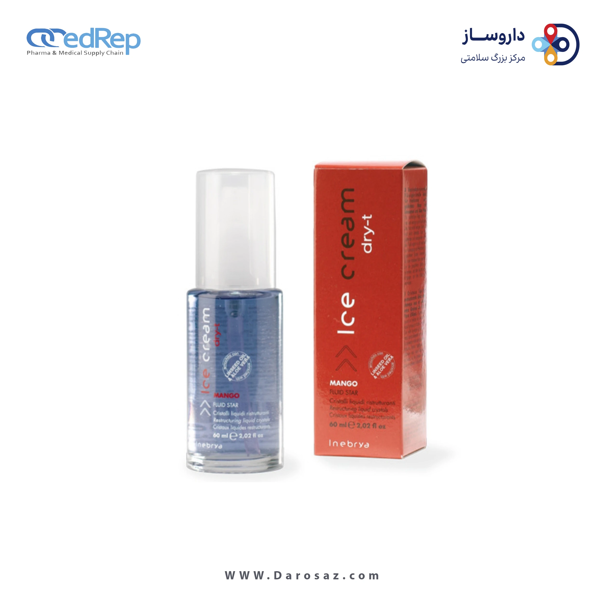فراورده های حالت دهنده ،نرم کننده وتثبیت کننده آرایش مو (کرمها ، لوسیونها وروغنها) INEBRYA Crystal Serum Fluid Star 250ml
