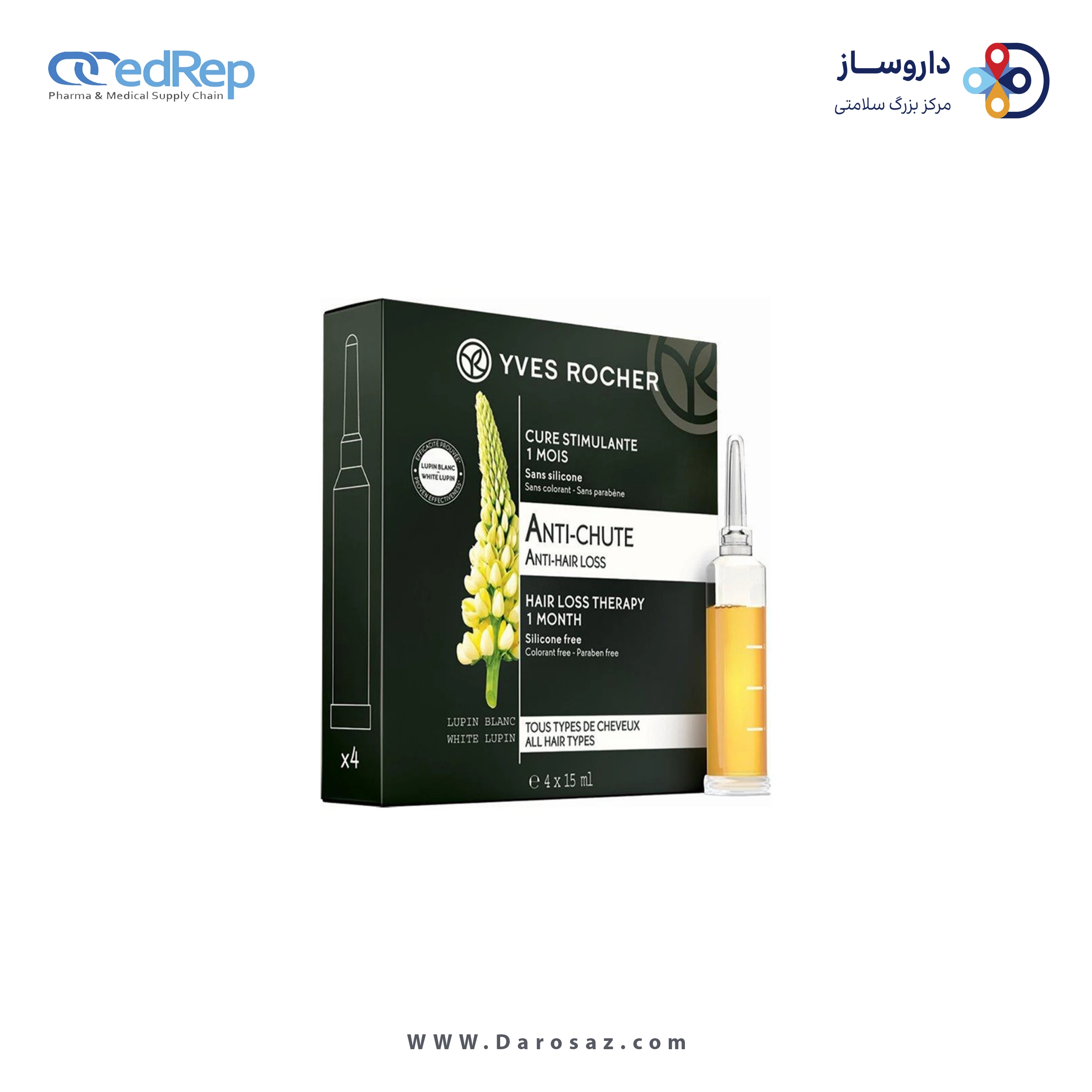 فراورده های حالت دهنده ،نرم کننده وتثبیت کننده آرایش مو (کرمها ، لوسیونها وروغنها) YVES ROCHER Phytum Actif Anti Chute : 1 Month Anti Hair Loss Course Occasional Progressive Hair Lass