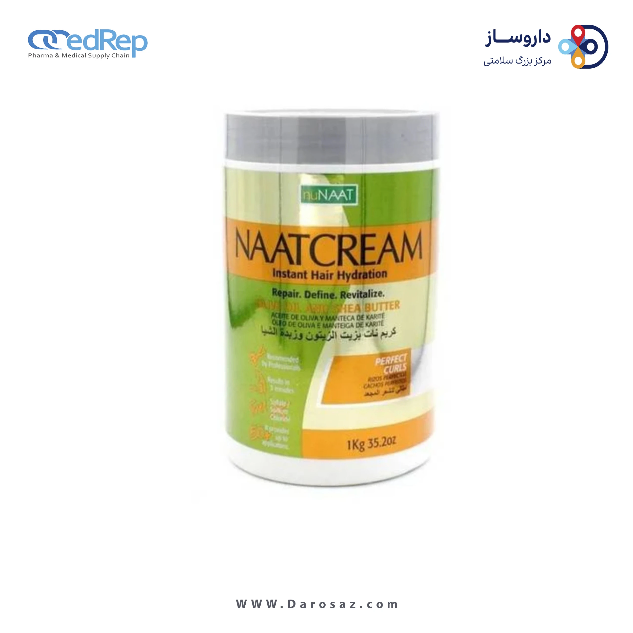فراورده های حالت دهنده ،نرم کننده وتثبیت کننده آرایش مو (کرمها ، لوسیونها وروغنها) NUNAAT Naatcream hair CreamShea Butter
