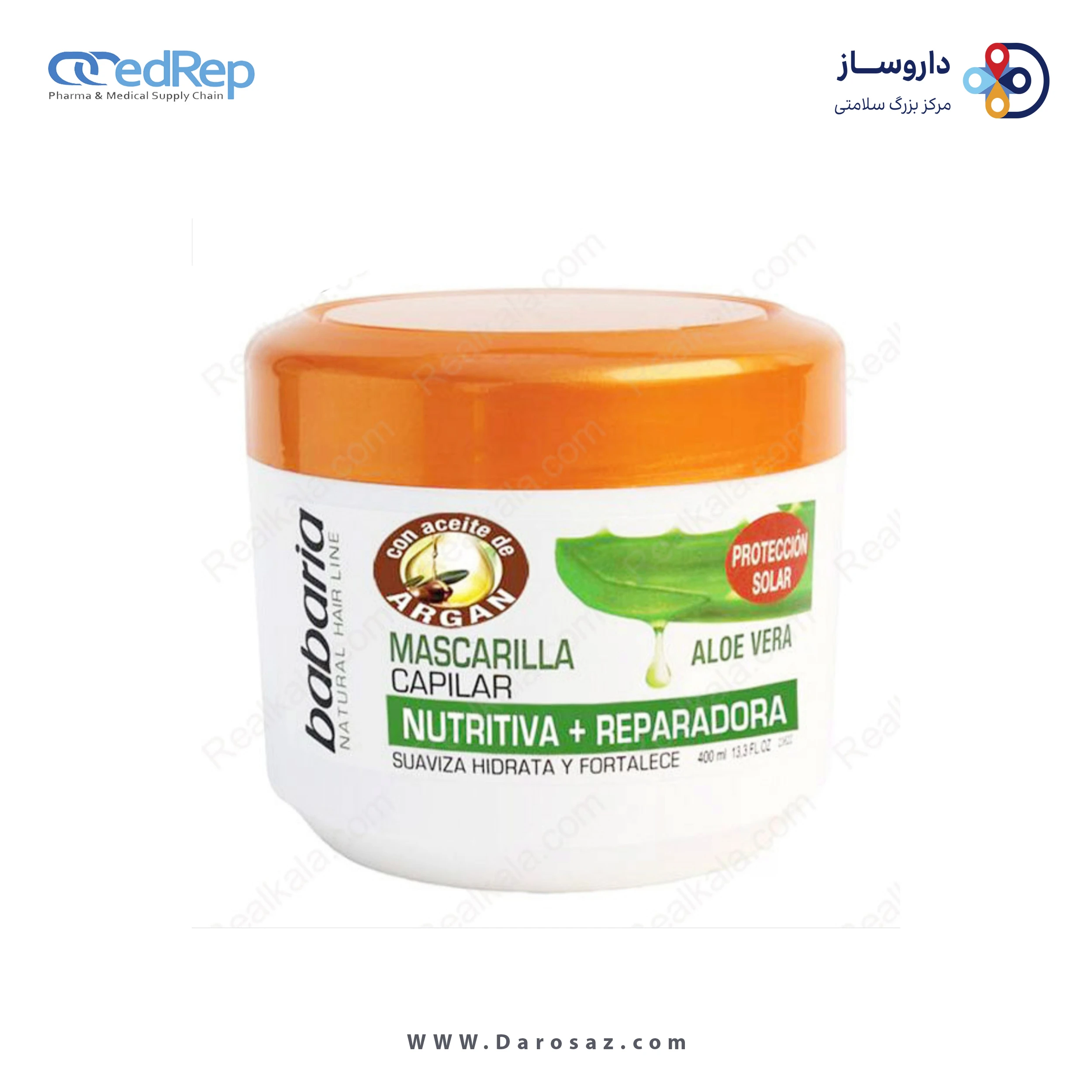 فراورده های حالت دهنده ،نرم کننده وتثبیت کننده آرایش مو (کرمها ، لوسیونها وروغنها) BABARIA Hair Mask( Mascarilla Capilar Aloe Vera