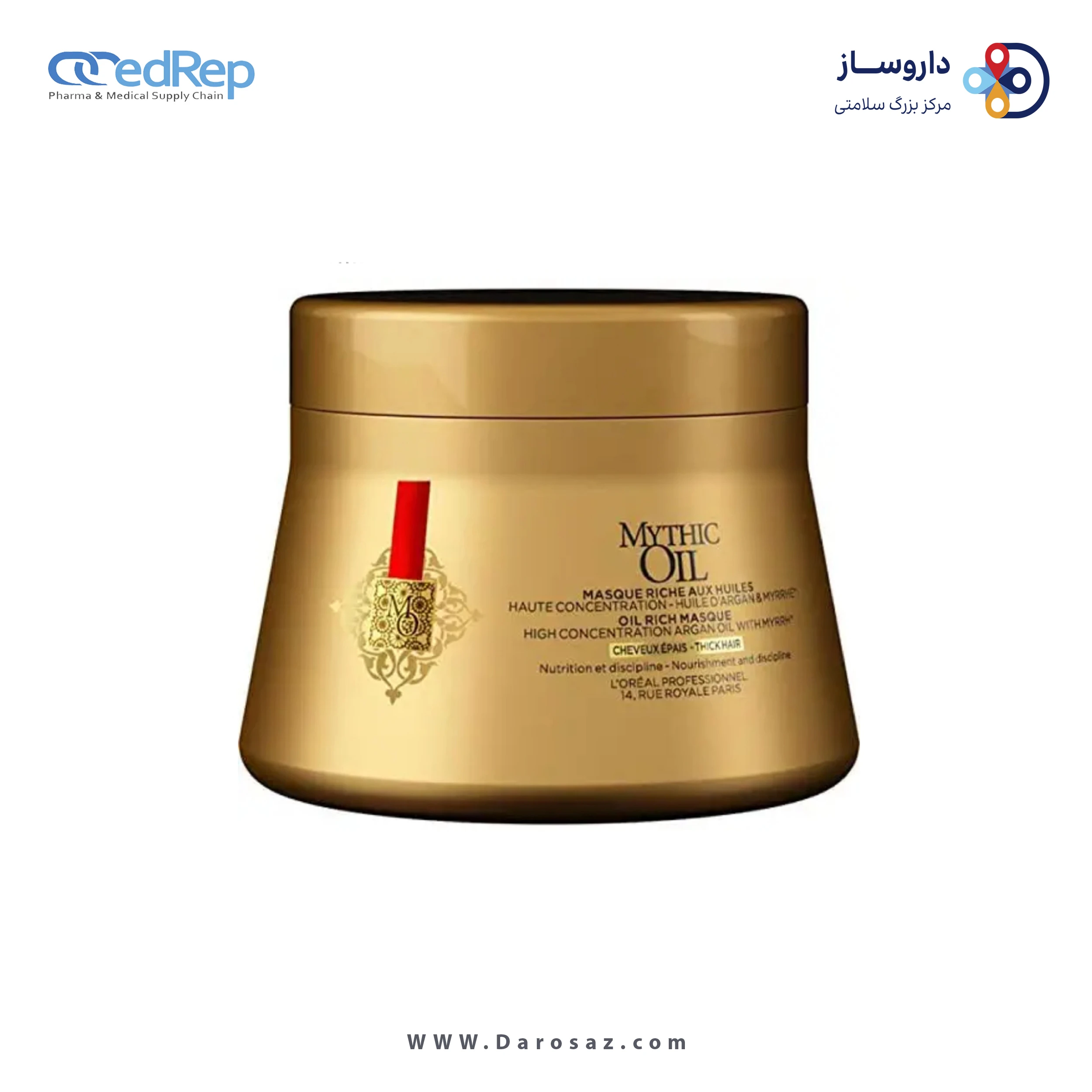 فراورده های حالت دهنده ،نرم کننده وتثبیت کننده آرایش مو (کرمها ، لوسیونها وروغنها) L'OREAL PROFESSIONNEL MYTHIC OIL OIL RICH MASK THICK HAIR\ MASQUE RICH AUX HUILES\CHEVEUX EPAIS