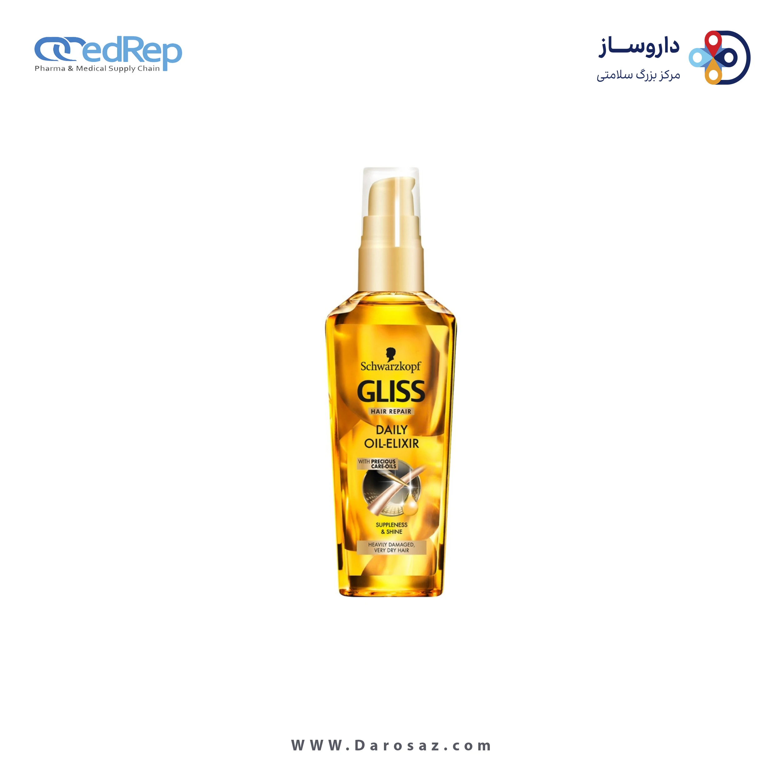 فراورده های حالت دهنده ،نرم کننده وتثبیت کننده آرایش مو (کرمها ، لوسیونها وروغنها) GLISS Gliss Hair Repair Daily Oil Elixir 75ml