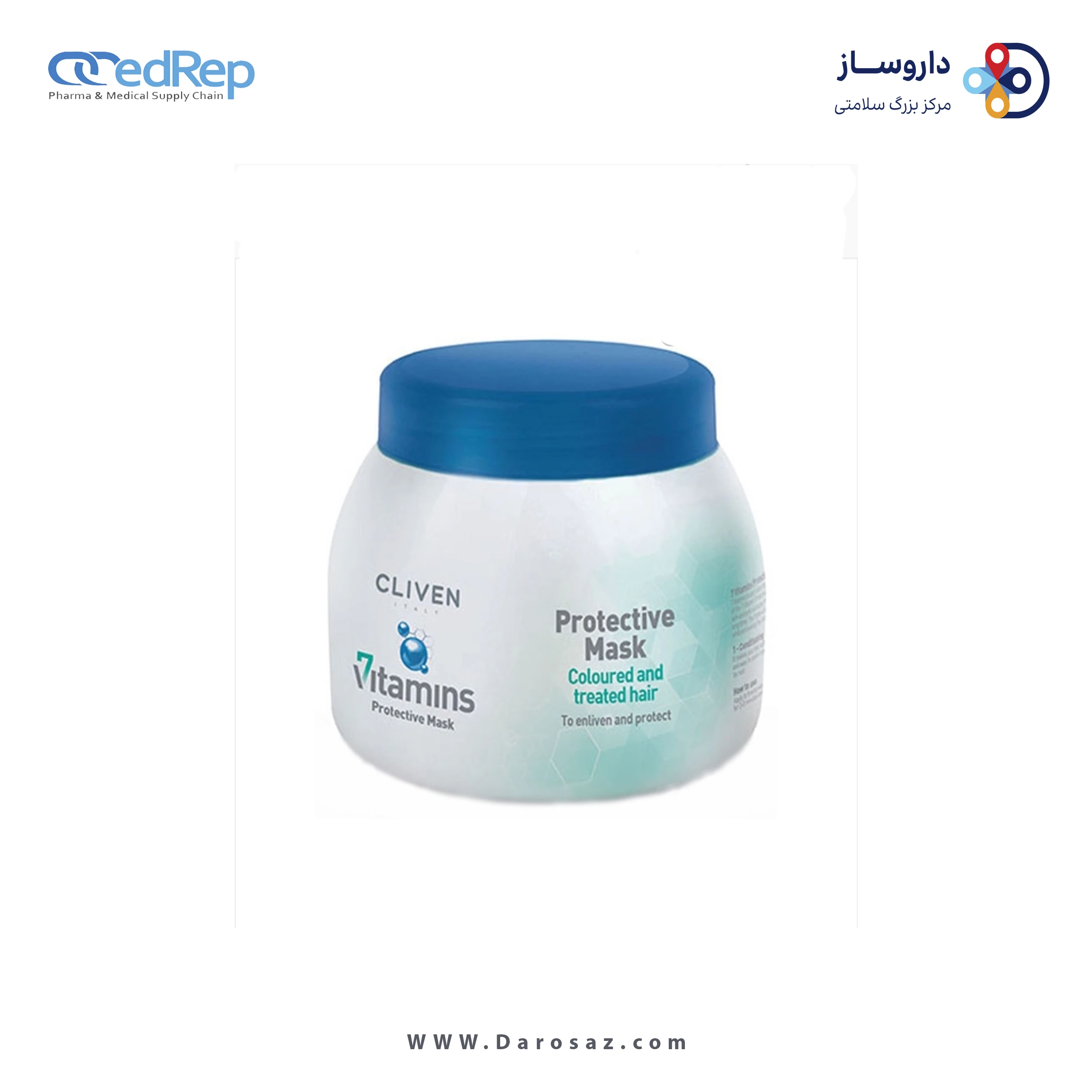 فراورده های حالت دهنده ،نرم کننده وتثبیت کننده آرایش مو (کرمها ، لوسیونها وروغنها) CLIVEN Cliven 7 vitamine protective mask coloures and treated hair 500ml