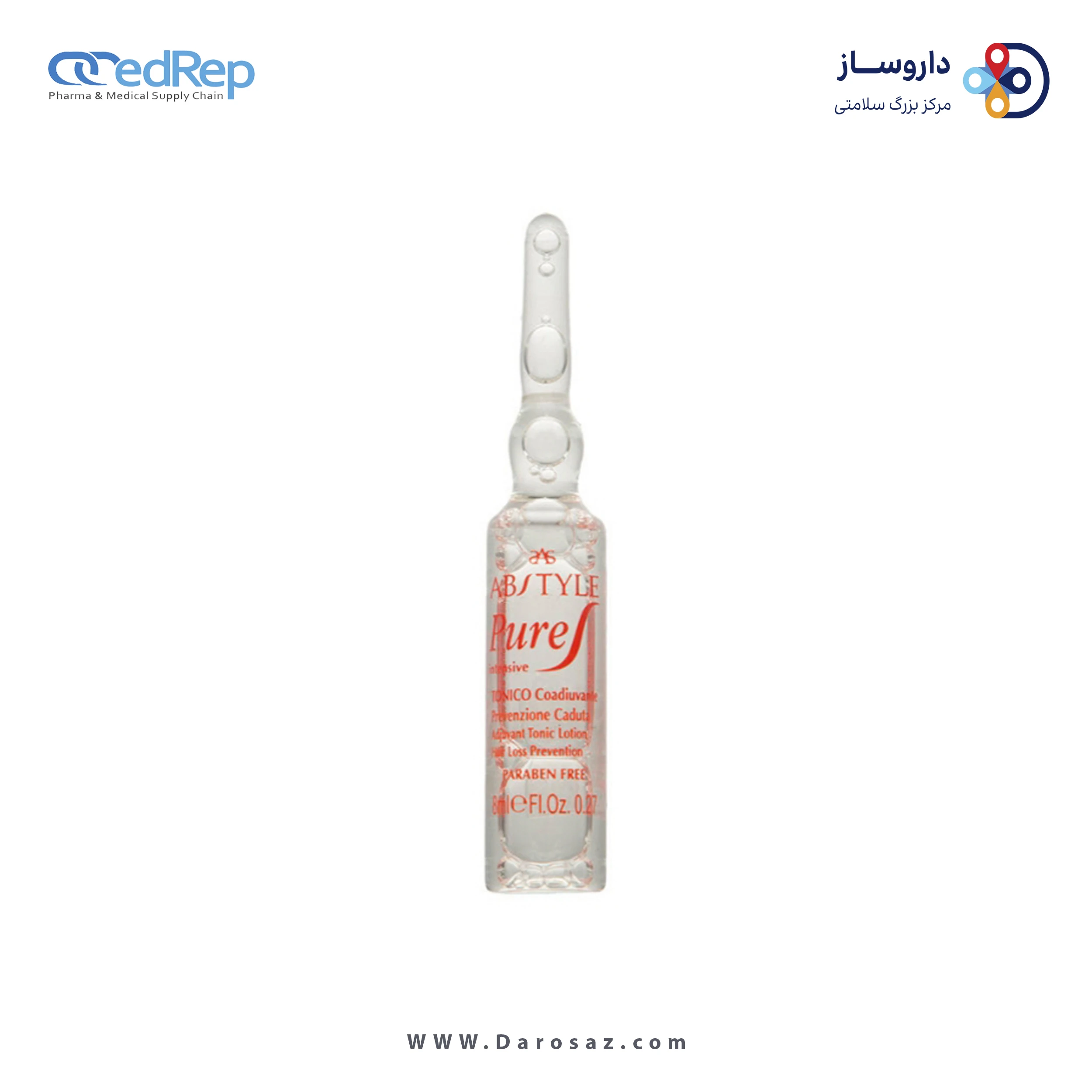 فراورده های حالت دهنده ،نرم کننده وتثبیت کننده آرایش مو (کرمها ، لوسیونها وروغنها) ABSTYLE Pure intensive anti hair loss adjuvant treatment tonic