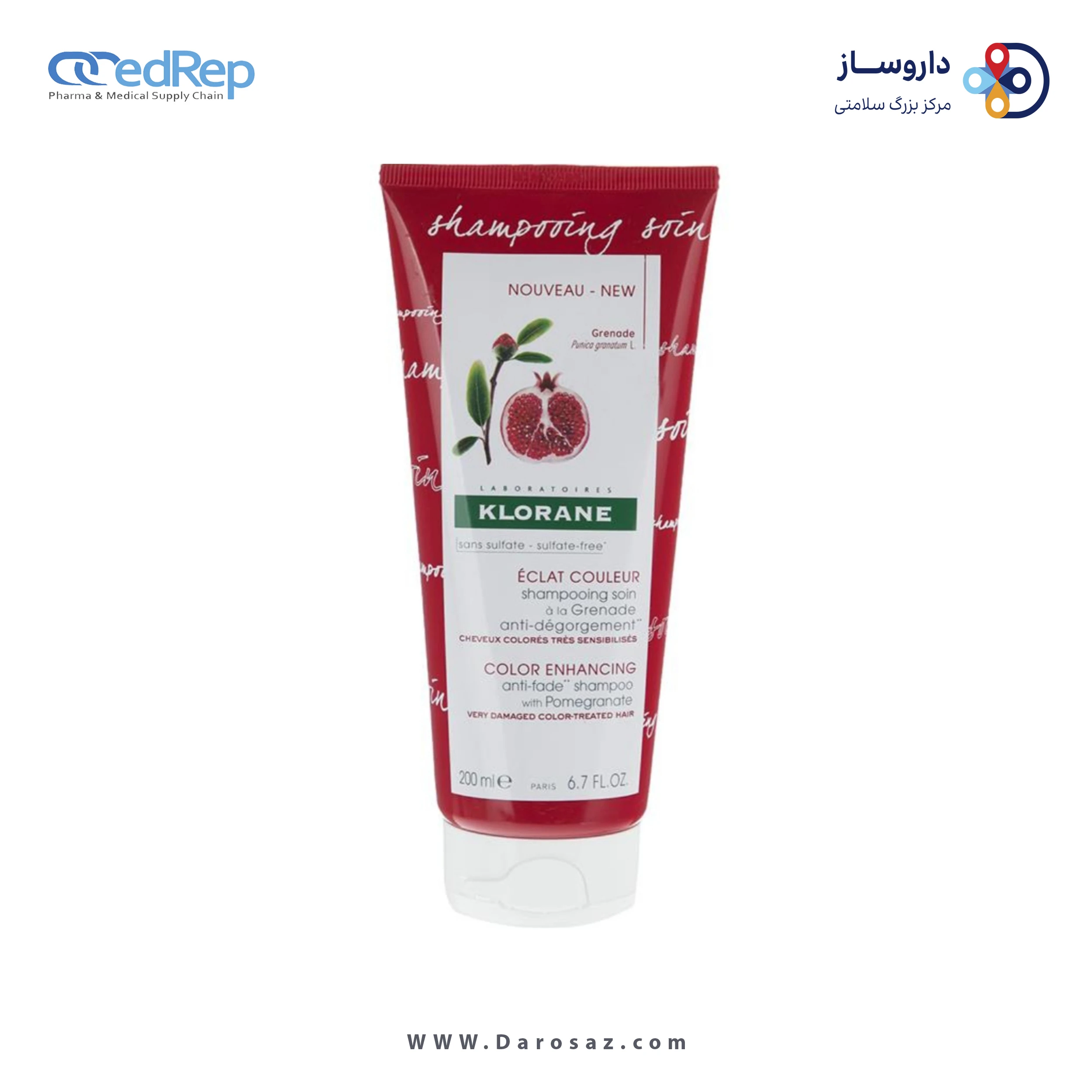 فراورده های حالت دهنده ،نرم کننده وتثبیت کننده آرایش مو (کرمها ، لوسیونها وروغنها) KLORANE COLOR ENHANCING –CONDITIONER WITH POMEGRANATE –COLOR TREATED HAIR