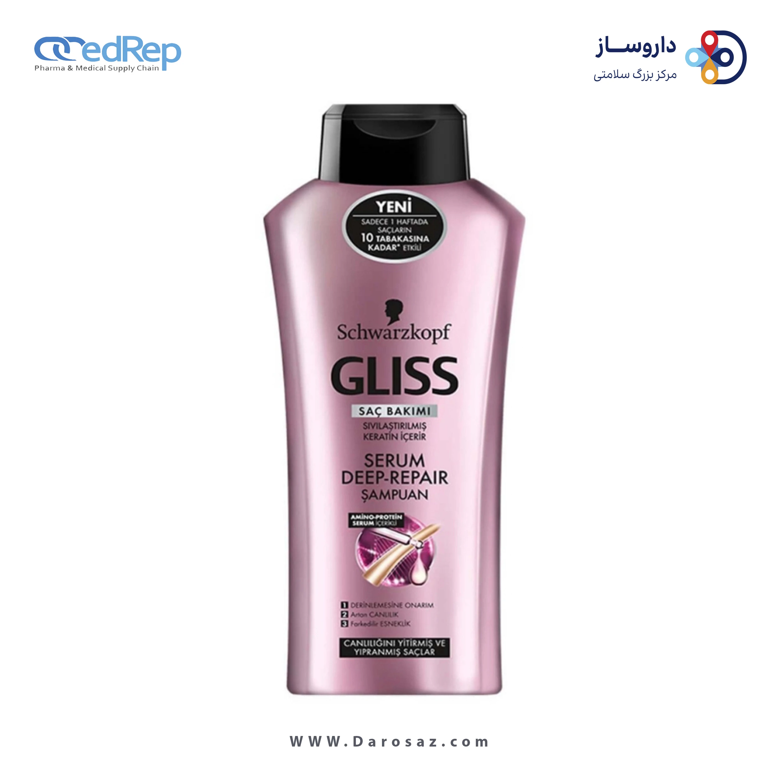 فراورده های حالت دهنده ،نرم کننده وتثبیت کننده آرایش مو (کرمها ، لوسیونها وروغنها) GLISS Treatment serum Deep RepairPACKAGING 1