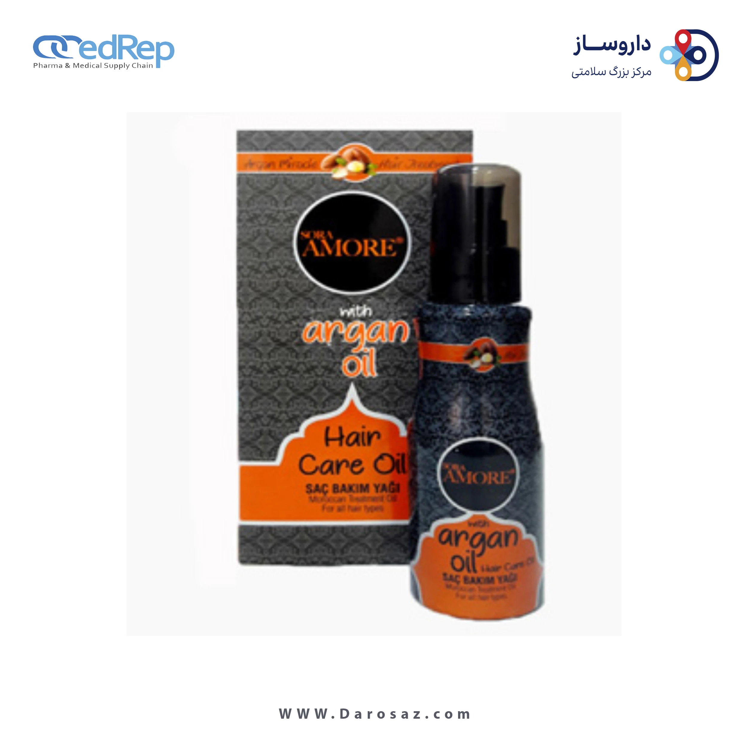 فراورده های حالت دهنده ،نرم کننده وتثبیت کننده آرایش مو (کرمها ، لوسیونها وروغنها) SORA AMORE Hair serum with argan oil