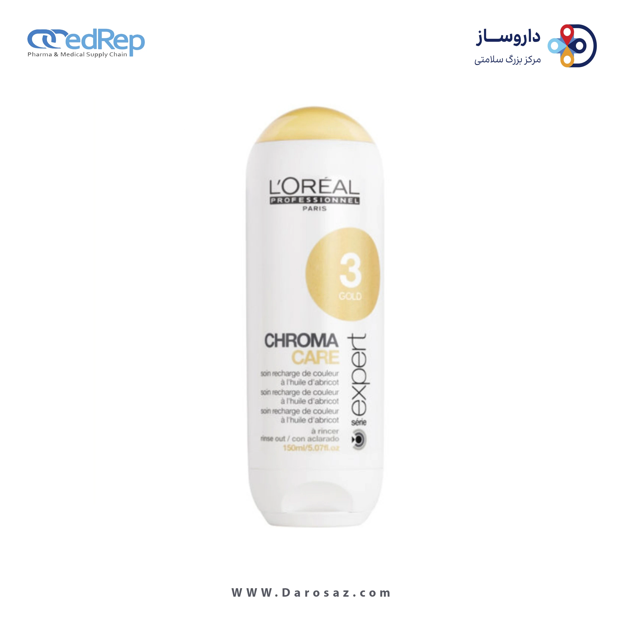 فراورده های حالت دهنده ،نرم کننده وتثبیت کننده آرایش مو (کرمها ، لوسیونها وروغنها) L'OREAL PROFESSIONNEL Serie Expert Chroma Care Colour Refresh Care With Apricot Oil Gold