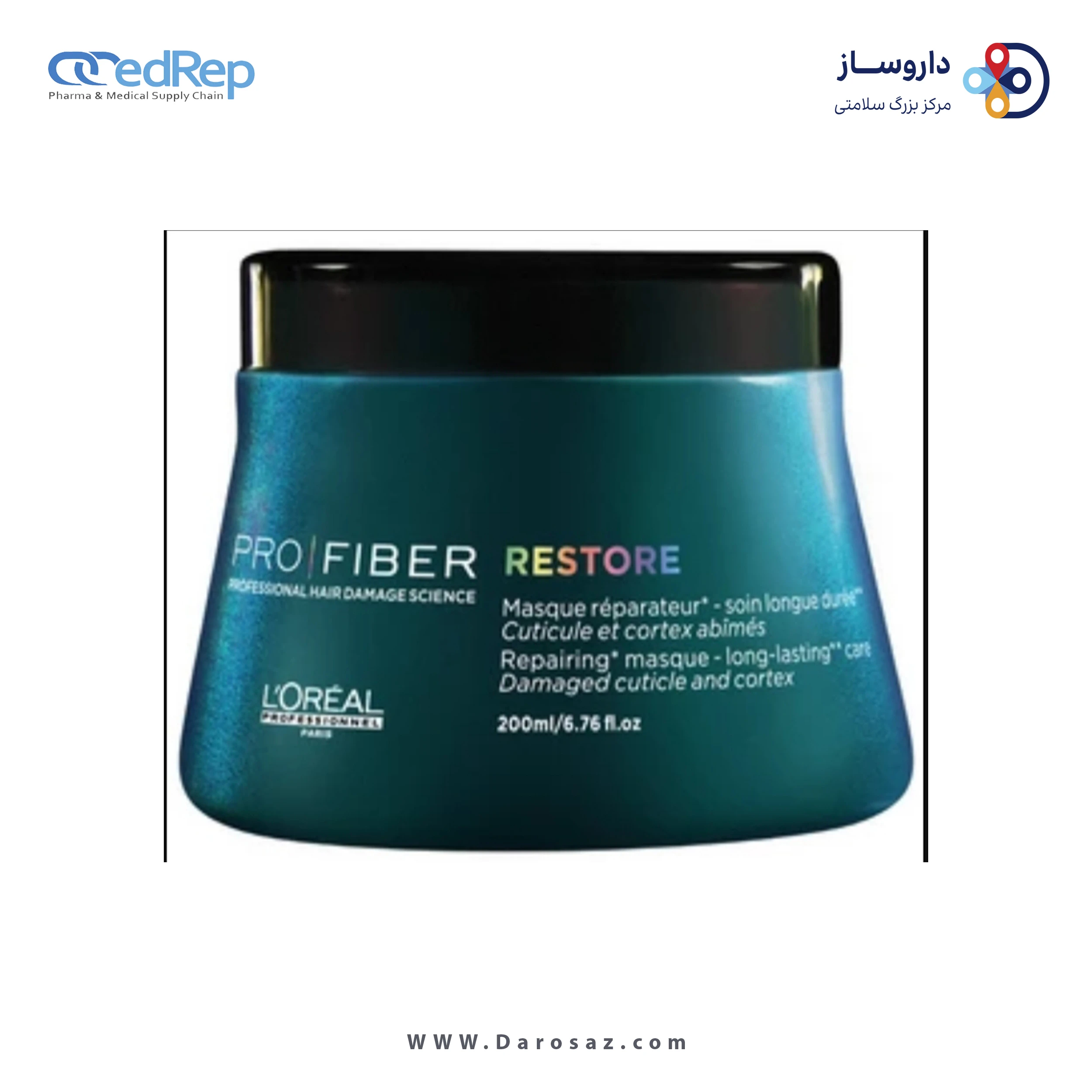 فراورده های حالت دهنده ،نرم کننده وتثبیت کننده آرایش مو (کرمها ، لوسیونها وروغنها) L'OREAL PROFESSIONNEL PRO FIBER RESTORE REPAIRING MASQUE LONG LASTING CARE\DAMAGED CUTICLE AND CORTEX