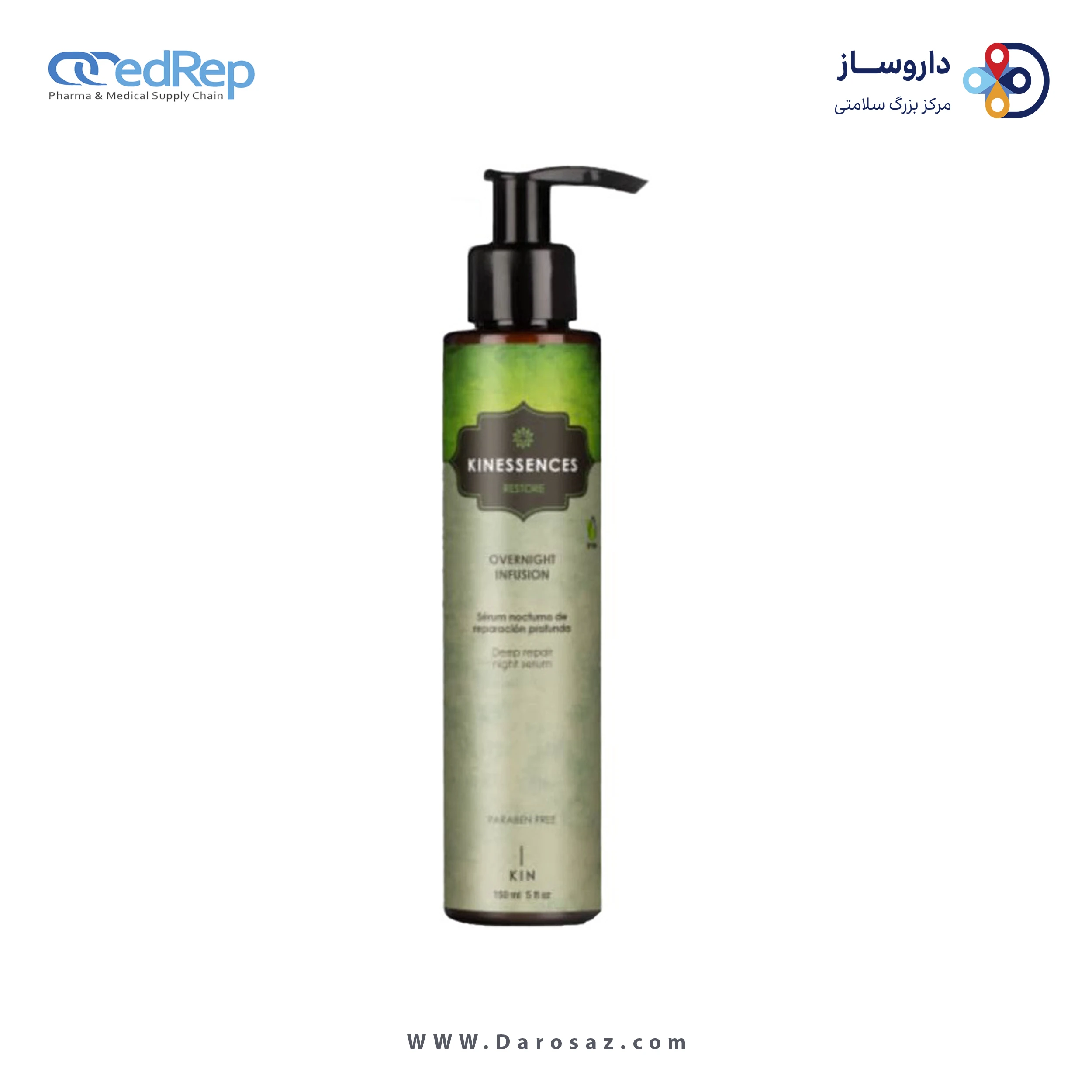 فراورده های حالت دهنده ،نرم کننده وتثبیت کننده آرایش مو (کرمها ، لوسیونها وروغنها) KIN KINESSENCES RESTORE OVERNIGHT INFUSION 150 ML