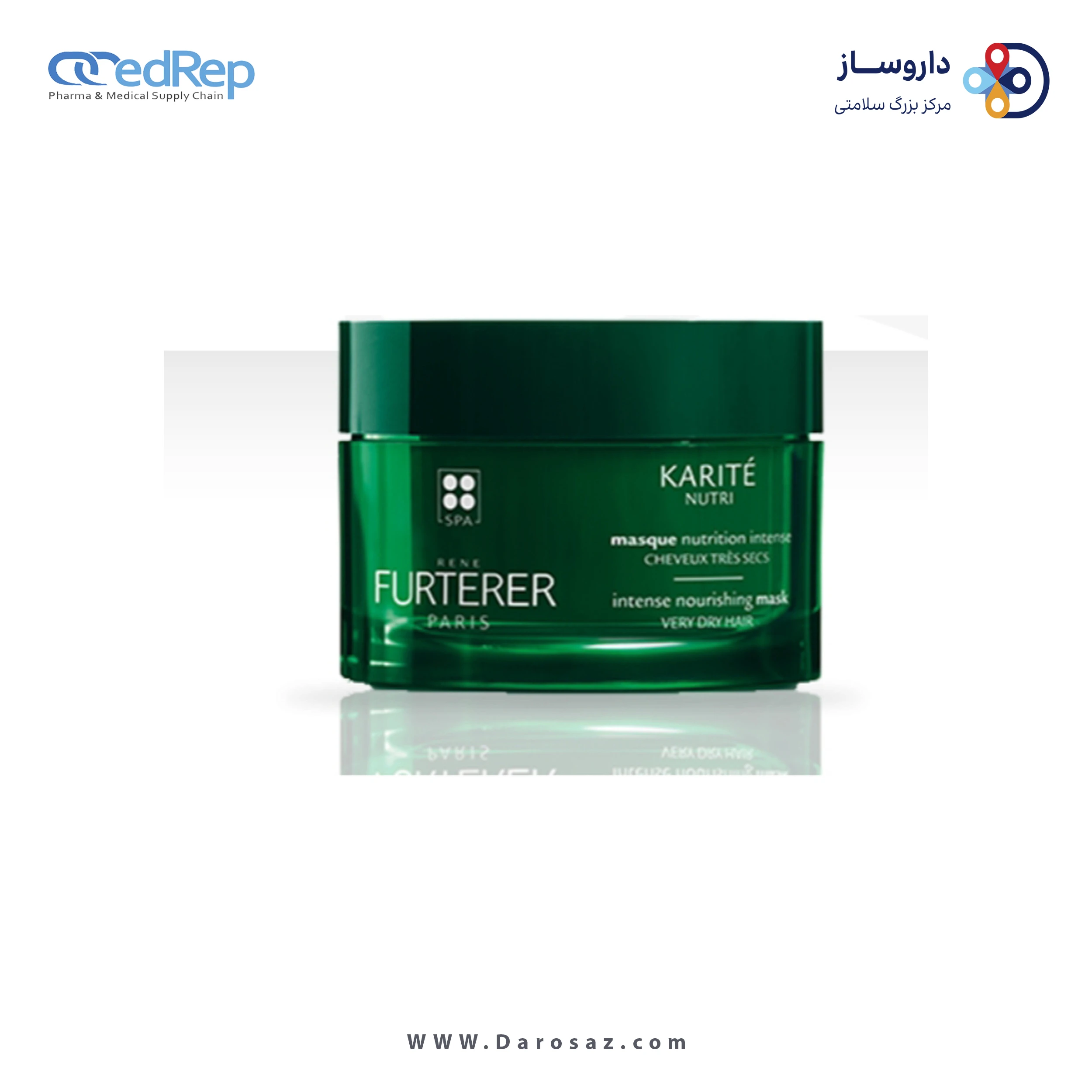 فراورده های حالت دهنده ،نرم کننده وتثبیت کننده آرایش مو (کرمها ، لوسیونها وروغنها) RENE FURTERER KARITE INTENSE NOURISHING MASK 100Ml