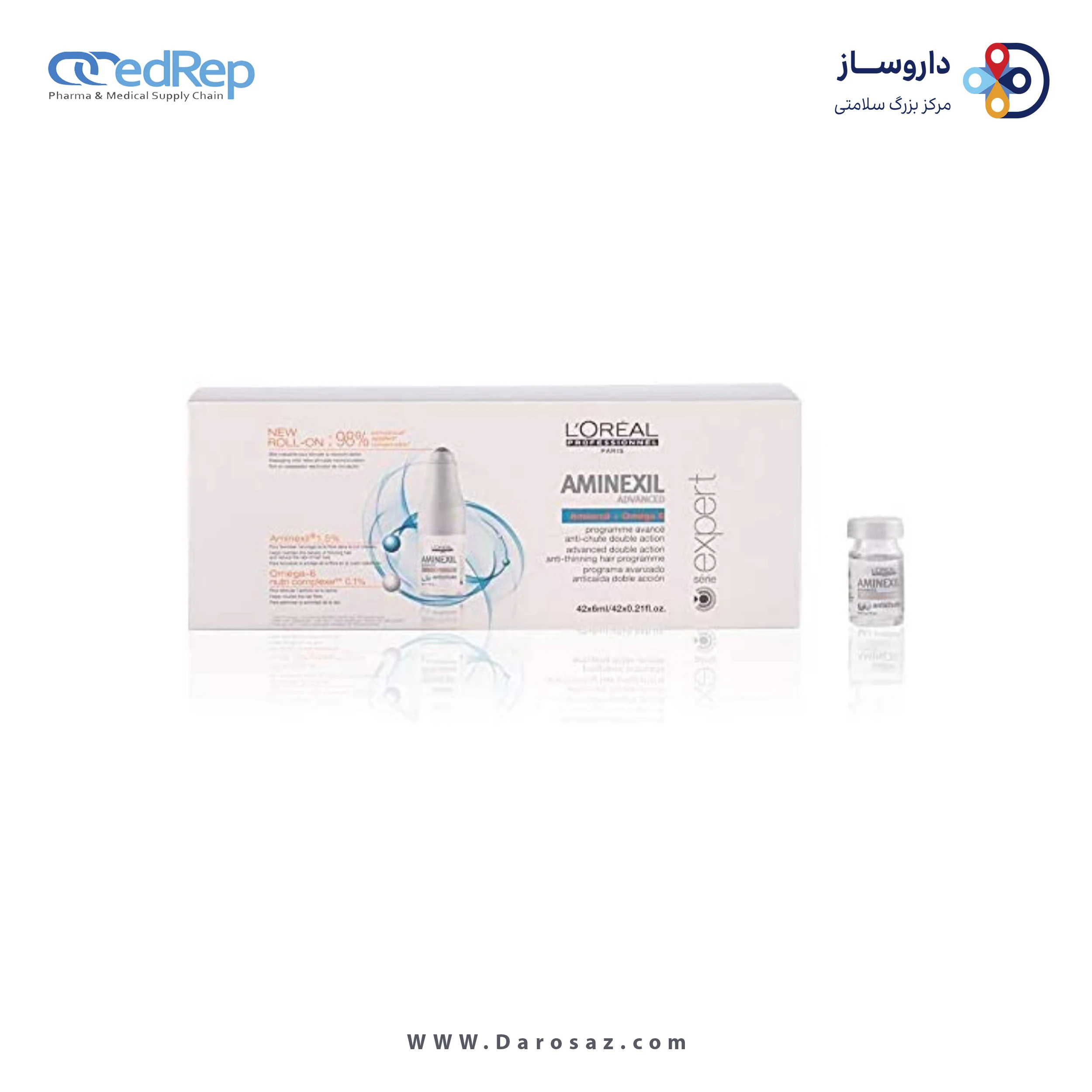 فراورده های حالت دهنده ،نرم کننده وتثبیت کننده آرایش مو (کرمها ، لوسیونها وروغنها) L'OREAL PROFESSIONNEL Serie Expert Aminexil Advanced Double Action Anti Hair Loss Programme For Professional Use 42*6