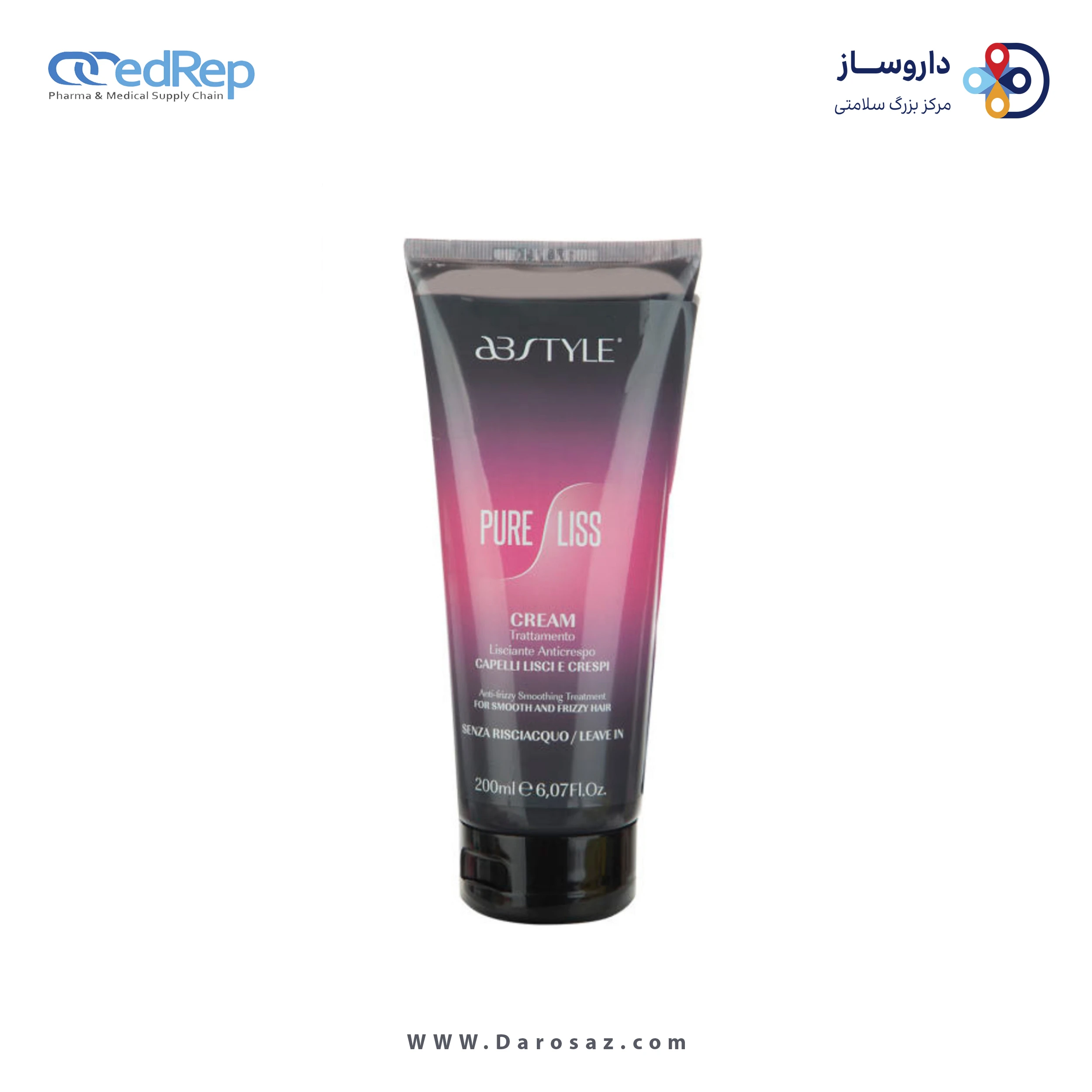 فراورده های حالت دهنده ،نرم کننده وتثبیت کننده آرایش مو (کرمها ، لوسیونها وروغنها) ABSTYLE Pure liss cream anti frizzy smoothing treatment
