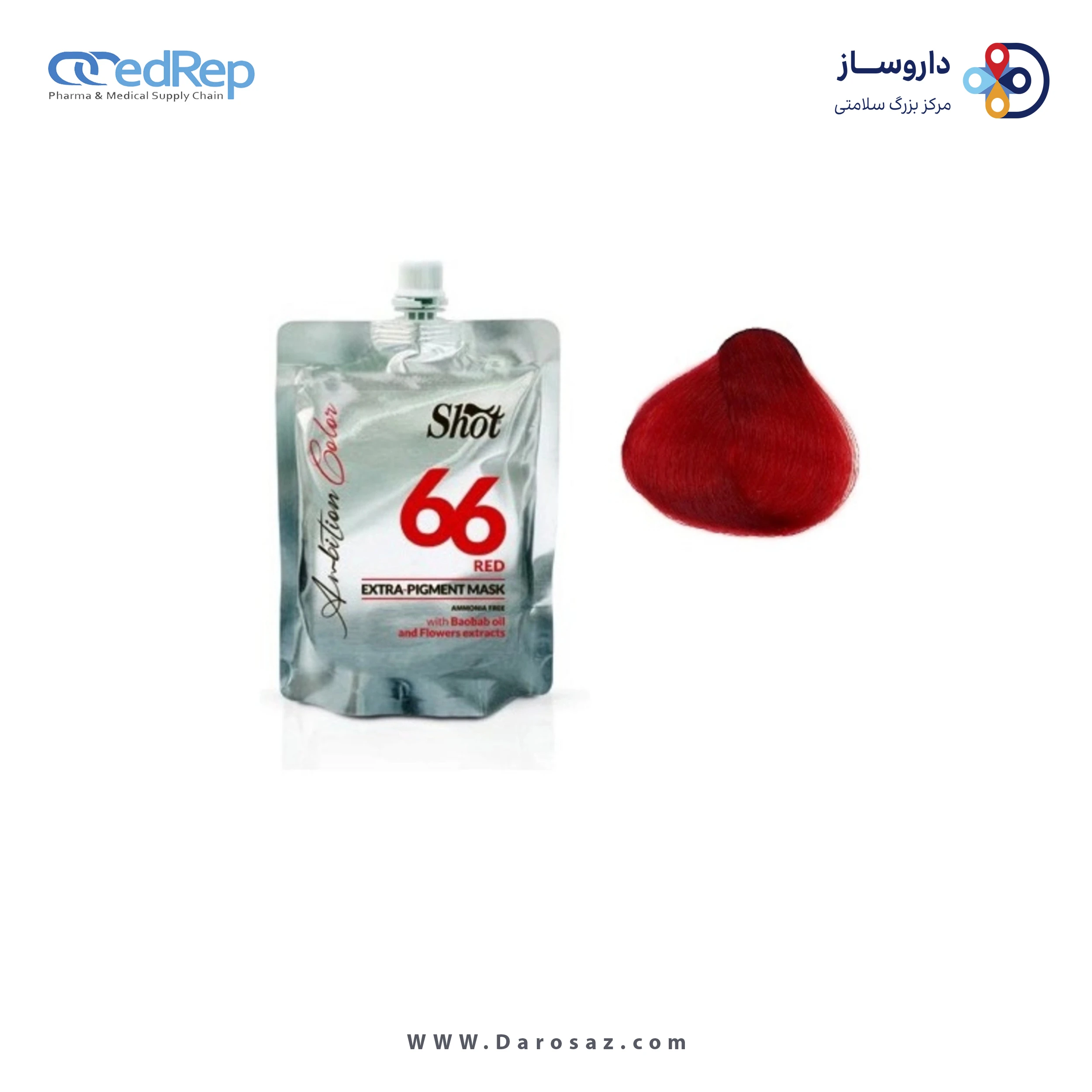 فراورده های حالت دهنده ،نرم کننده وتثبیت کننده آرایش مو (کرمها ، لوسیونها وروغنها) SHOT AMBITION COLOR EXTRA PIGMENT MASK 66 red