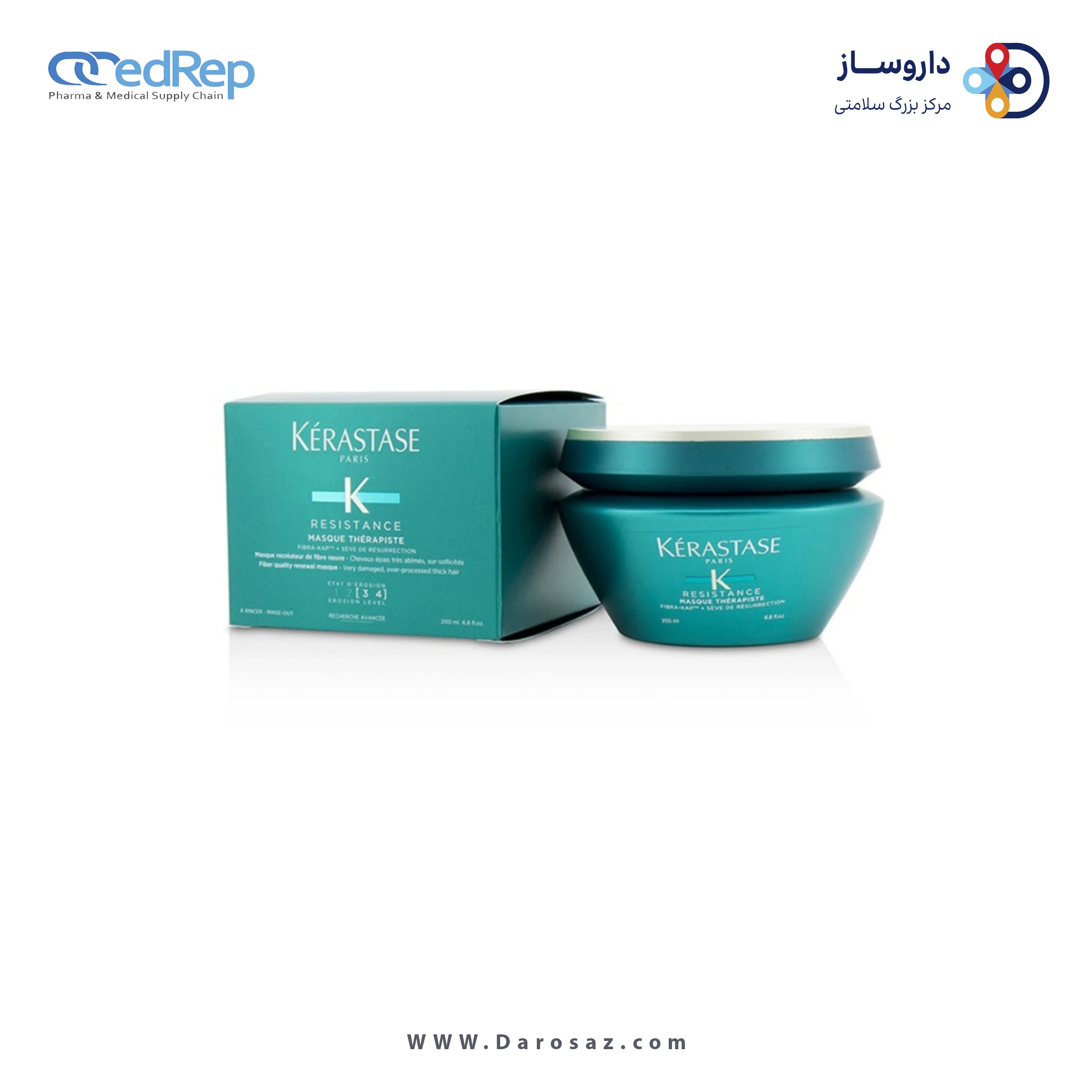 فراورده های حالت دهنده ،نرم کننده وتثبیت کننده آرایش مو (کرمها ، لوسیونها وروغنها) KERASTASE Kerastase Resistance Fiber Quality Renewal Masque Very Damaged, Over Processed Thick Hair 200ml packaging 2