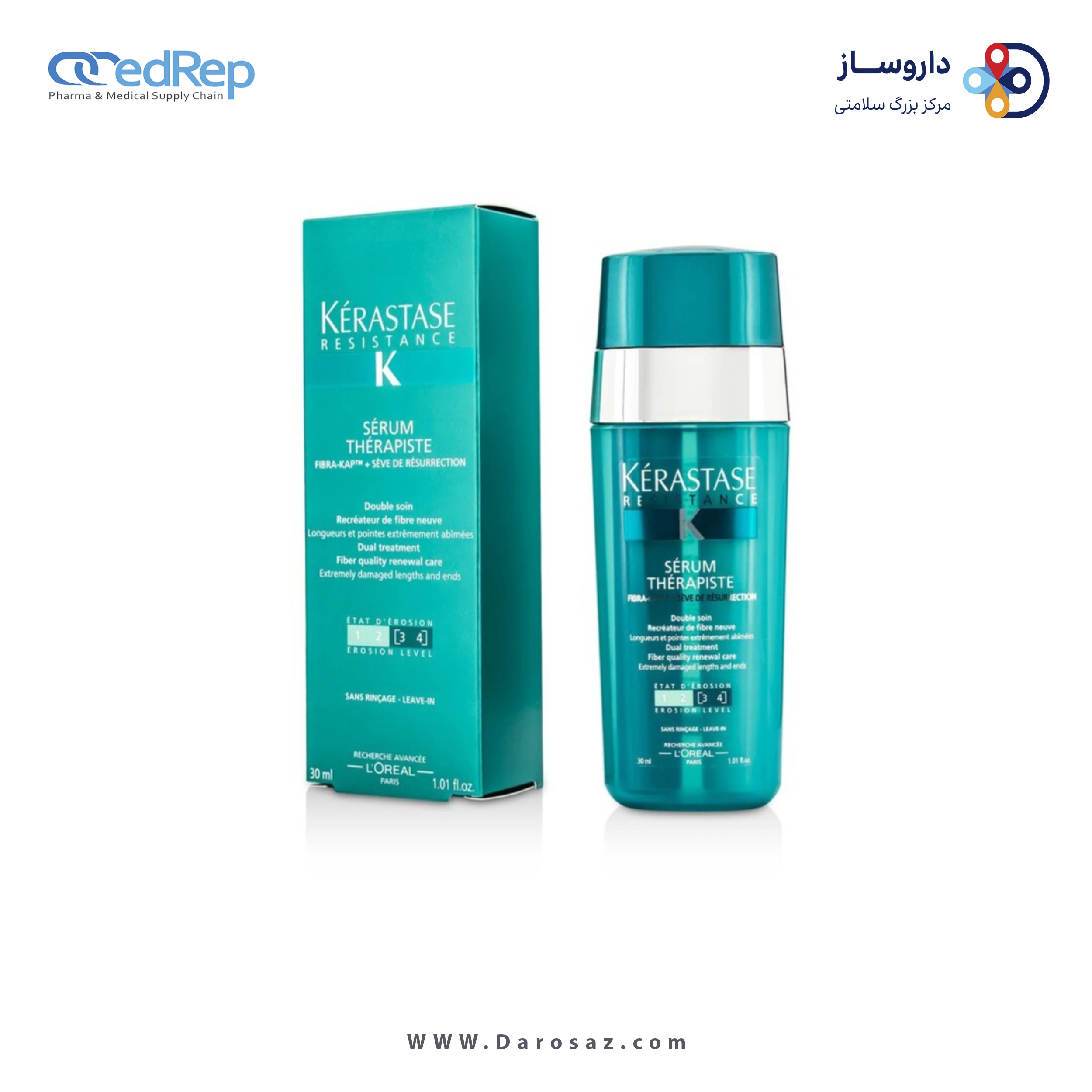 فراورده های حالت دهنده ،نرم کننده وتثبیت کننده آرایش مو (کرمها ، لوسیونها وروغنها) KERASTASE Kerastase Resistance Serum Therapiste Dual Treatment Fiber Quality Renewal Care 1500