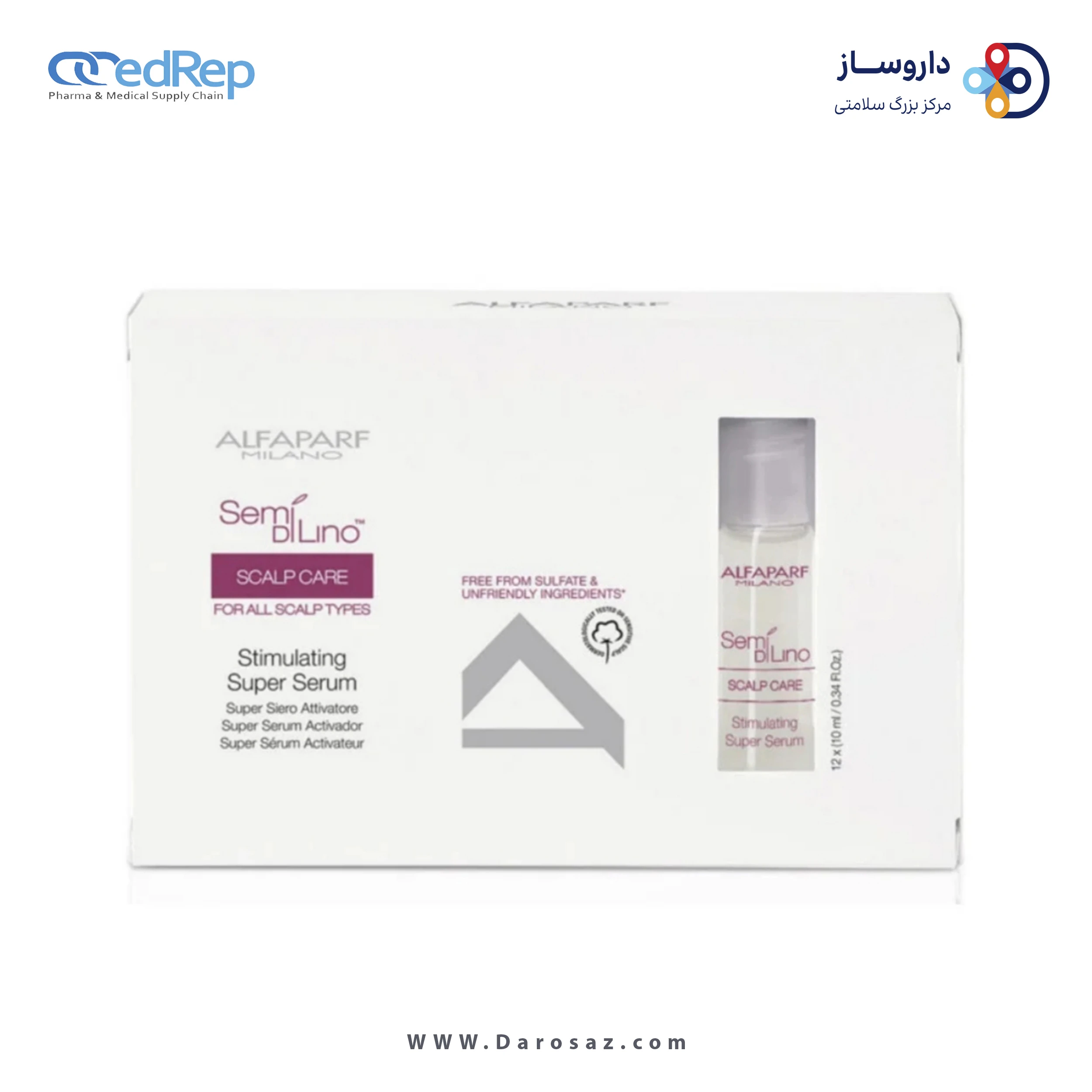 فراورده های حالت دهنده ،نرم کننده وتثبیت کننده آرایش مو (کرمها ، لوسیونها وروغنها) ALFA PARF MILANO semi di lino scalp care stimulating super serum