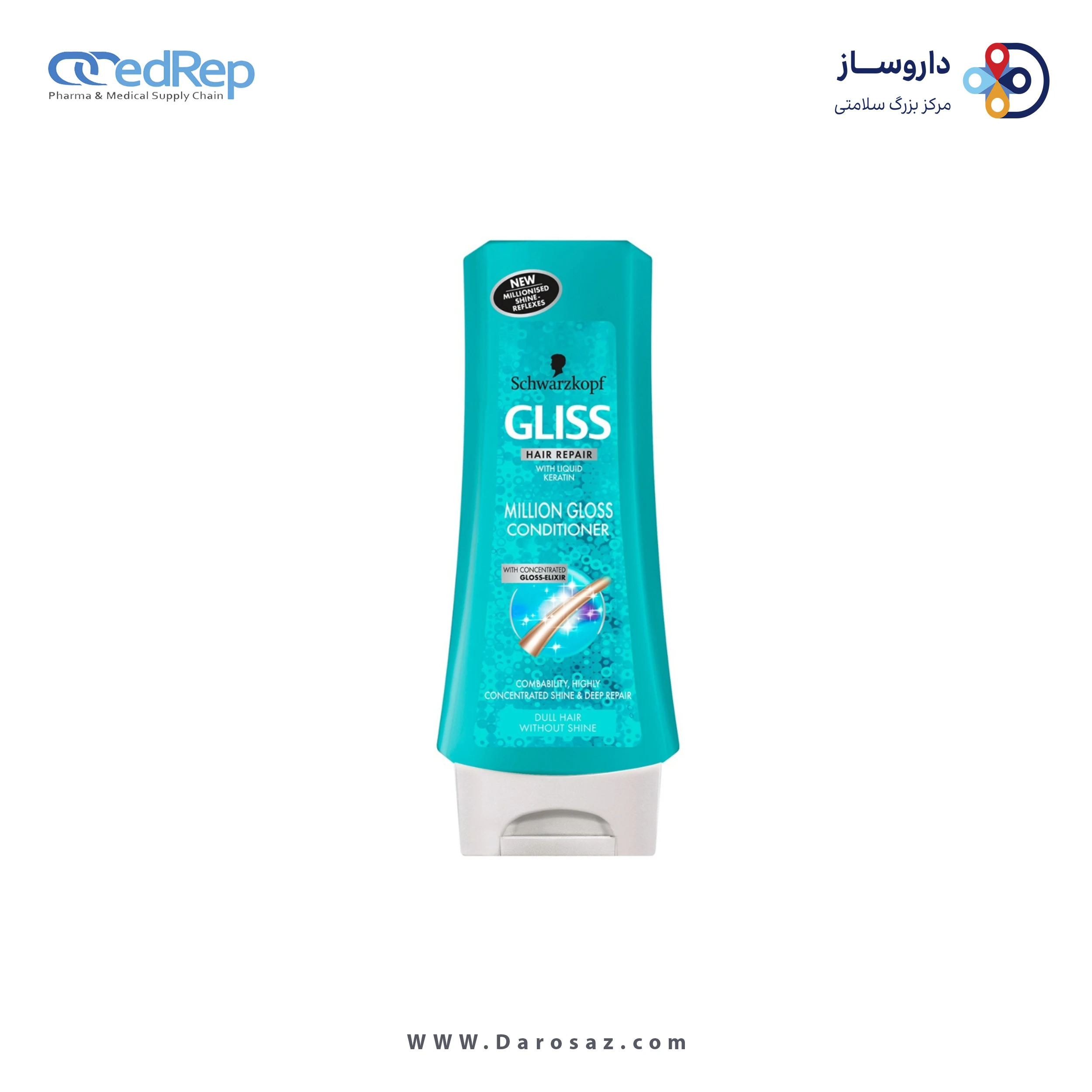 فراورده های حالت دهنده ،نرم کننده وتثبیت کننده آرایش مو (کرمها ، لوسیونها وروغنها) GLISS Million Gloss express repair conditioner packaging 01
