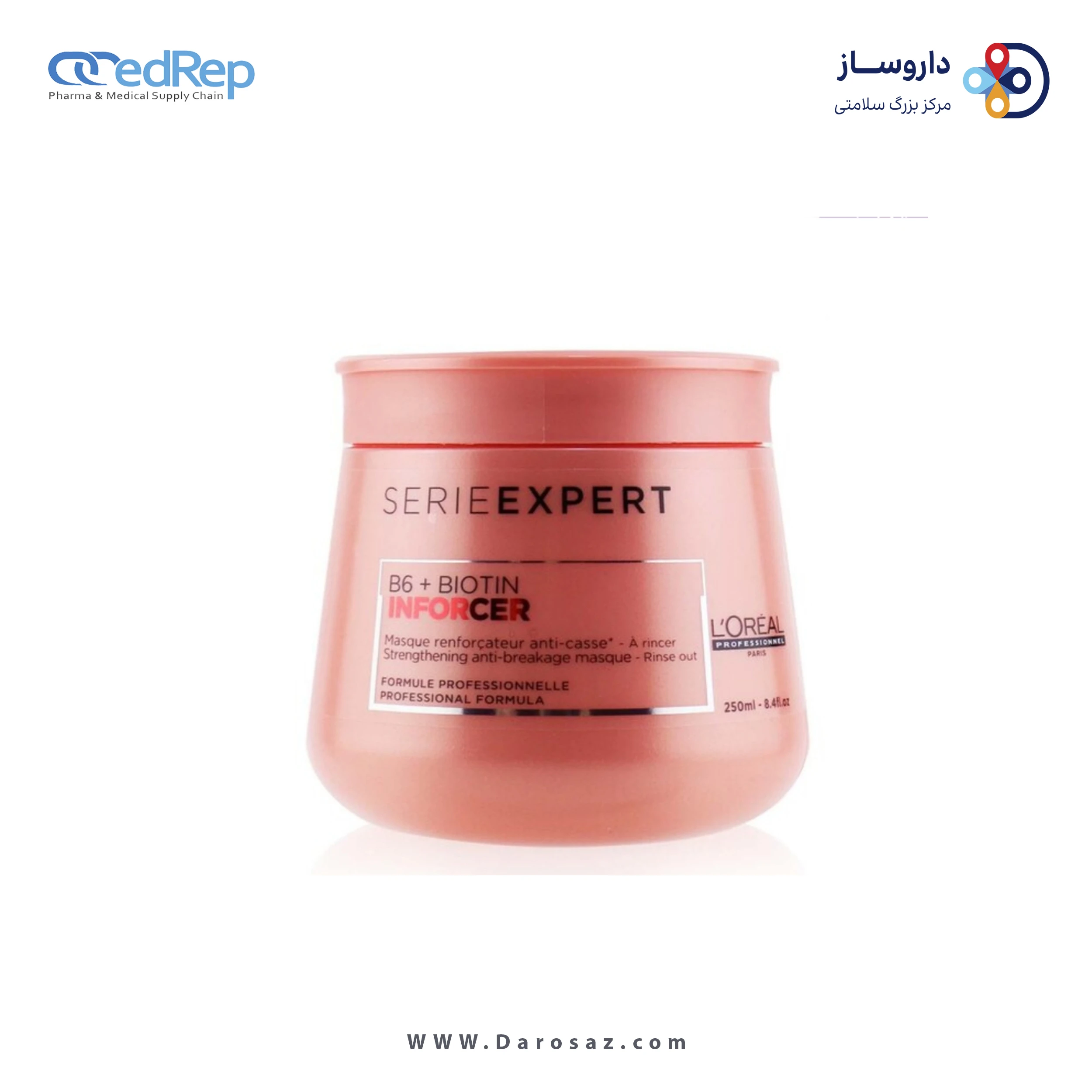 فراورده های حالت دهنده ،نرم کننده وتثبیت کننده آرایش مو (کرمها ، لوسیونها وروغنها) L'OREAL PROFESSIONNEL SERIE EXPERT B6+BIOTIN INFORCER STRENGTHENING ANTI BREAKAGE MASQUE 250 ml