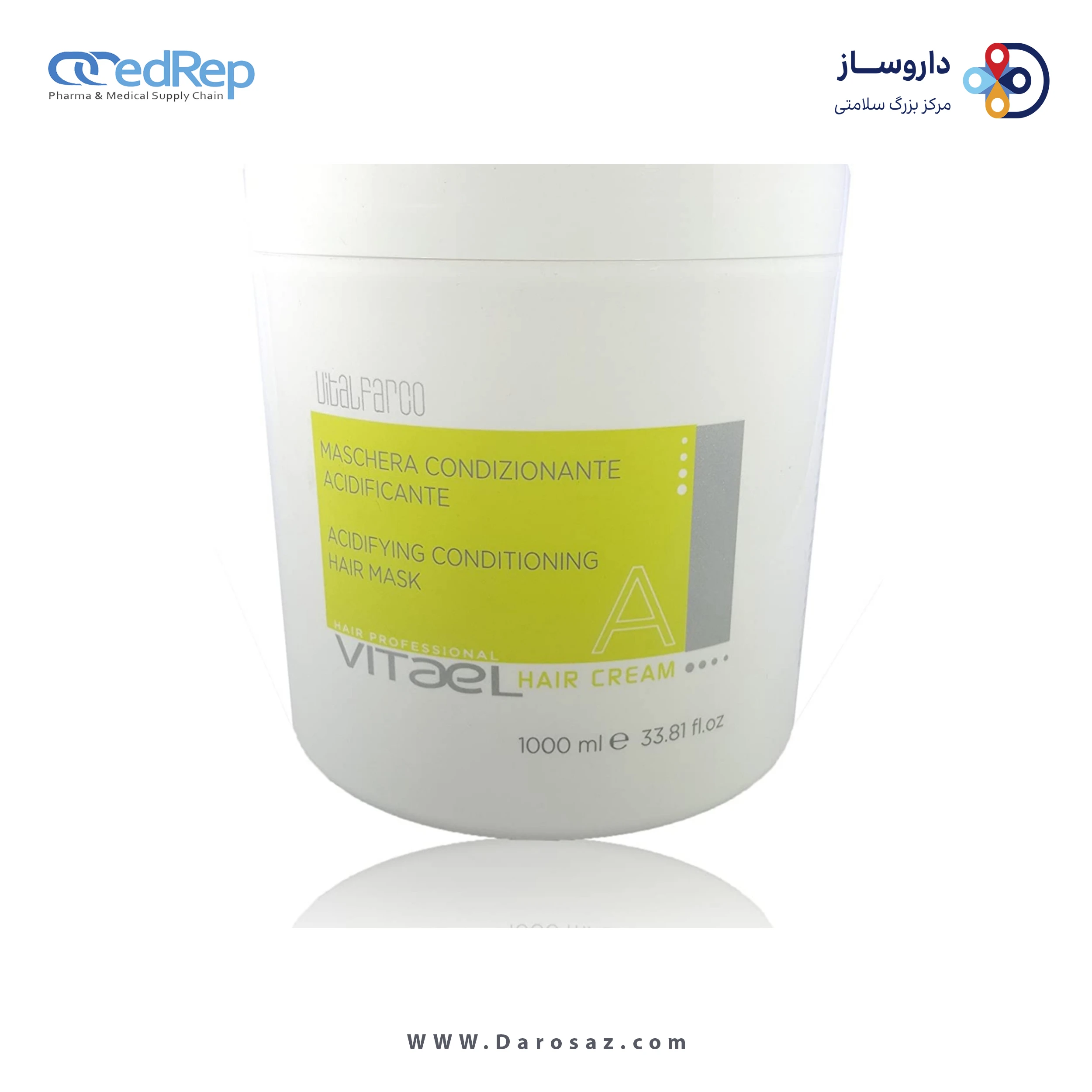 فراورده های حالت دهنده ،نرم کننده وتثبیت کننده آرایش مو (کرمها ، لوسیونها وروغنها) VITAEL HAIR CREAM ACIDIFYING CONDITIONING HAIR MASK 1000 ML‎