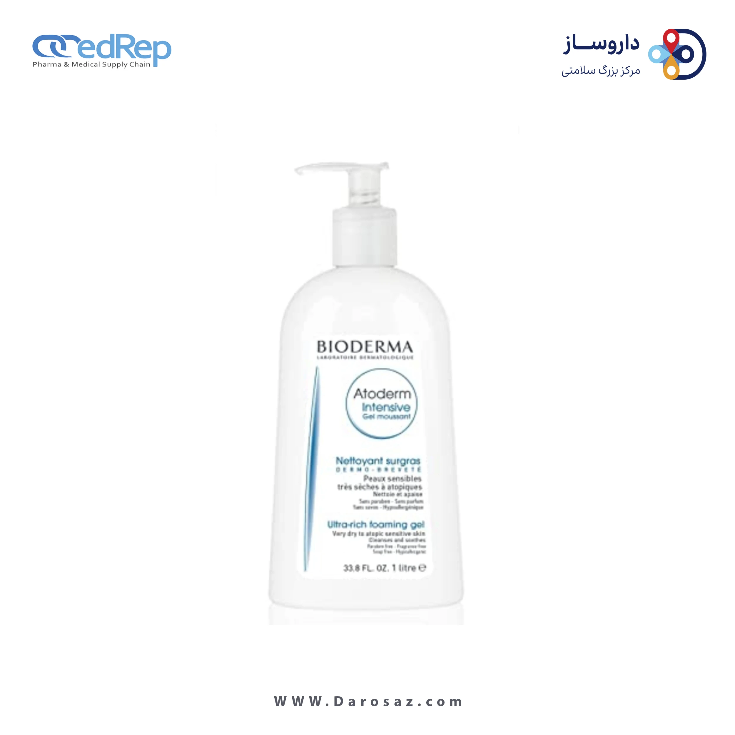 فراورده های پاک کننده آرایش از چشمها وصورت BIODERMA ATODERM INTENSIVE ULTRA RICH FOAMING GEL 1000 ML