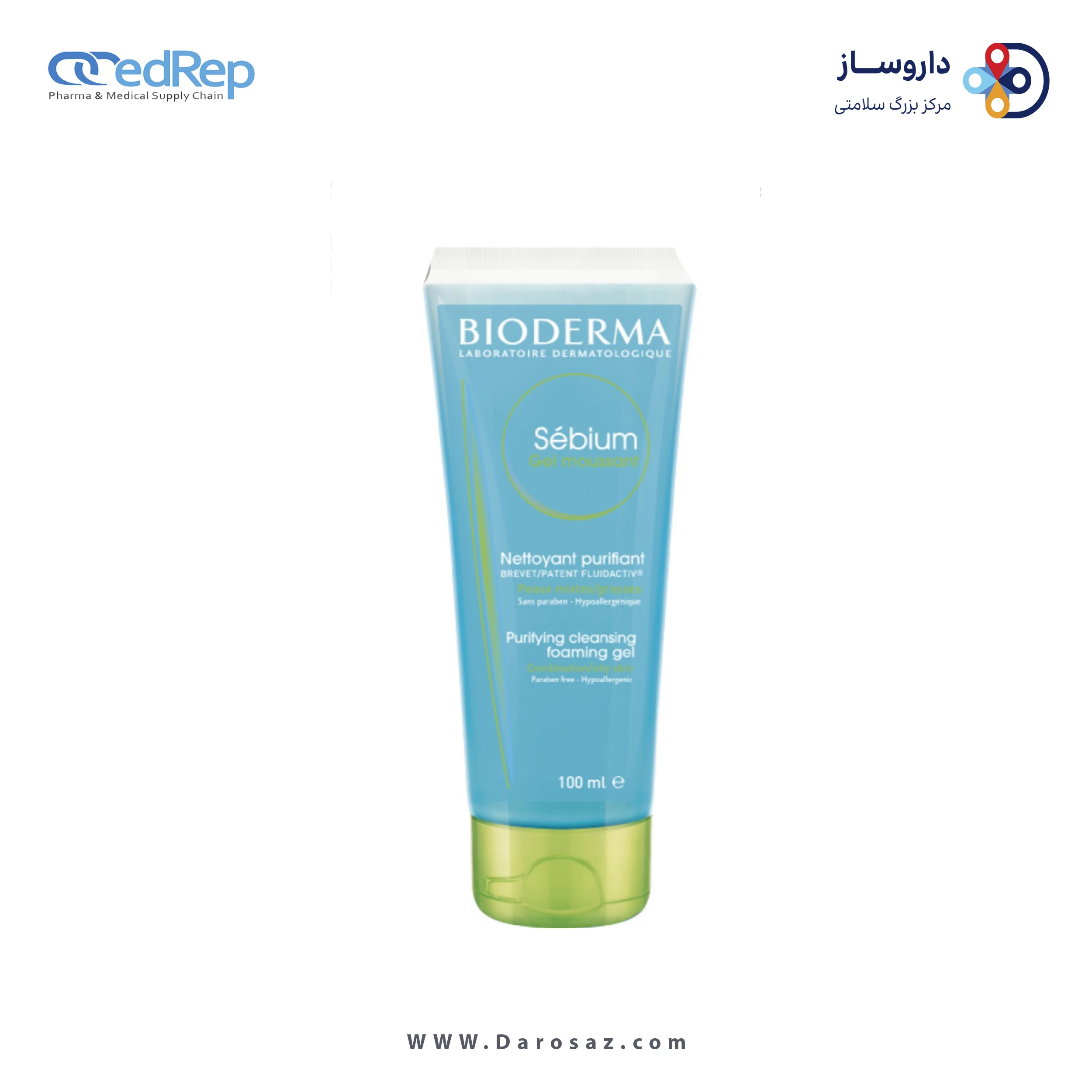 فراورده های پاک کننده آرایش از چشمها وصورت BIODERMA Sebium Gel Moussant  100ml