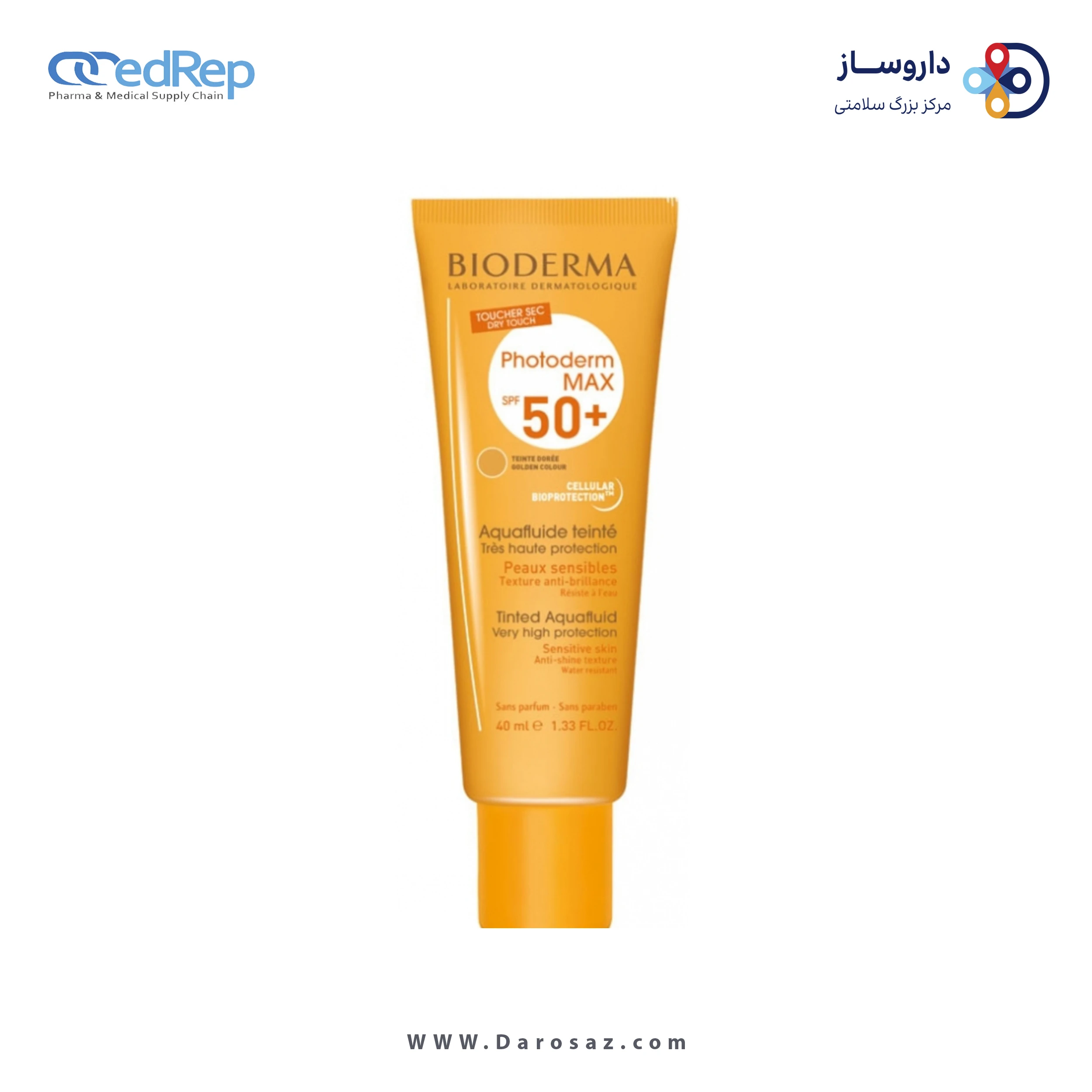 فراورده های برای حمام آفتاب BIODERMA PHOTODERM MAX AQUAFLUIDE SPF50+ (GOLDEN COLOR)