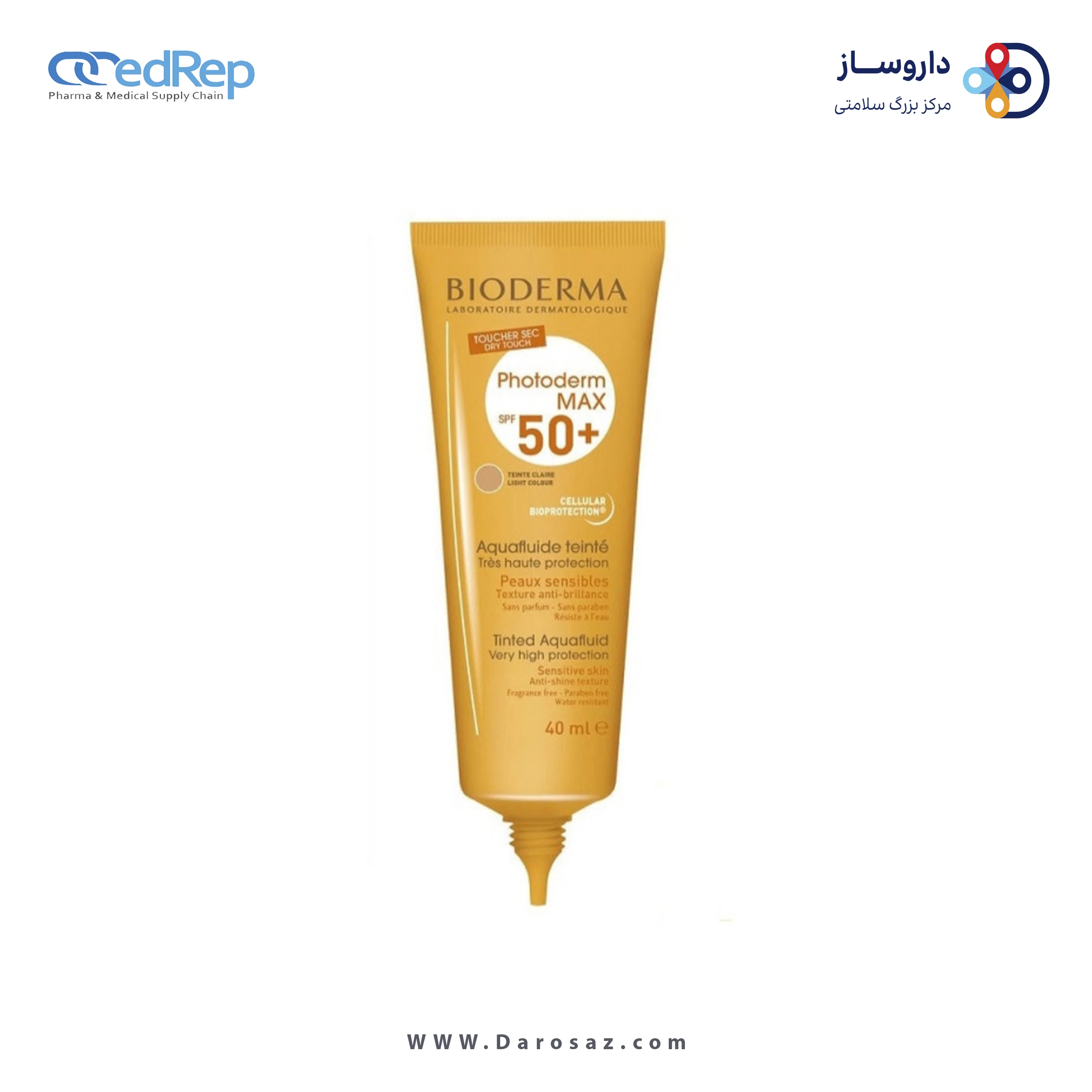 فراورده های برای حمام آفتاب BIODERMA PHOTODERM MAX SPF50+ TINTED AQUAFLUID LIGHT COLOR
