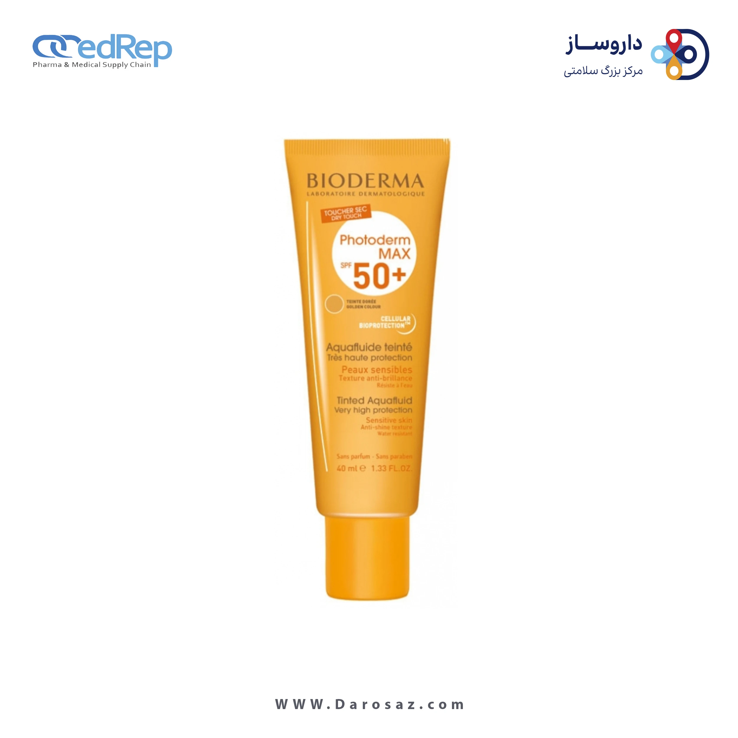 فراورده های برای حمام آفتاب BIODERMA PHOTODERM MAX SPF50+ TINTED AQUAFLUID GOLDEN COLOR