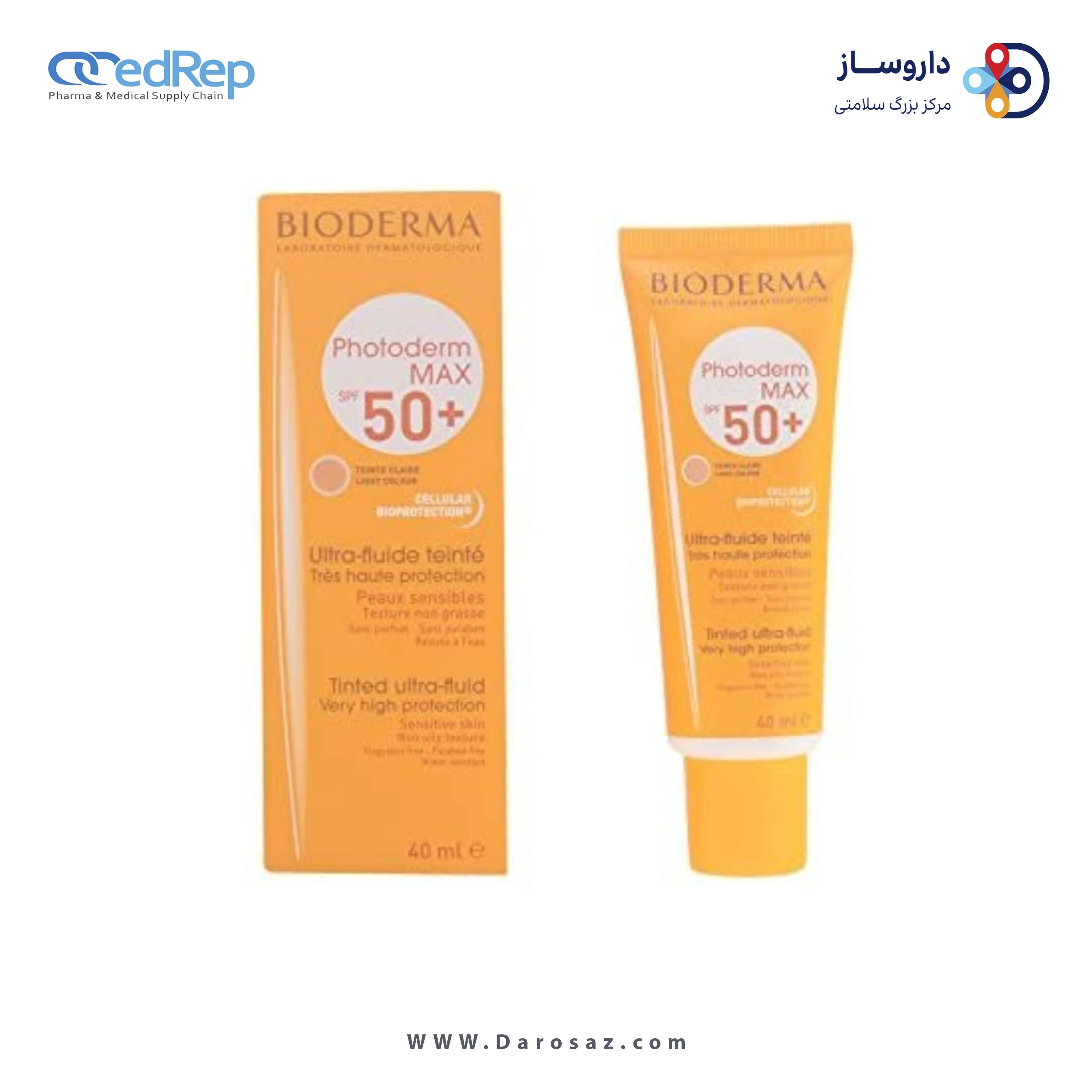 فراورده های برای حمام آفتاب BIODERMA Photoderm Max SPF50+ Tinted Ultra Fluid Sun Care Light Colour