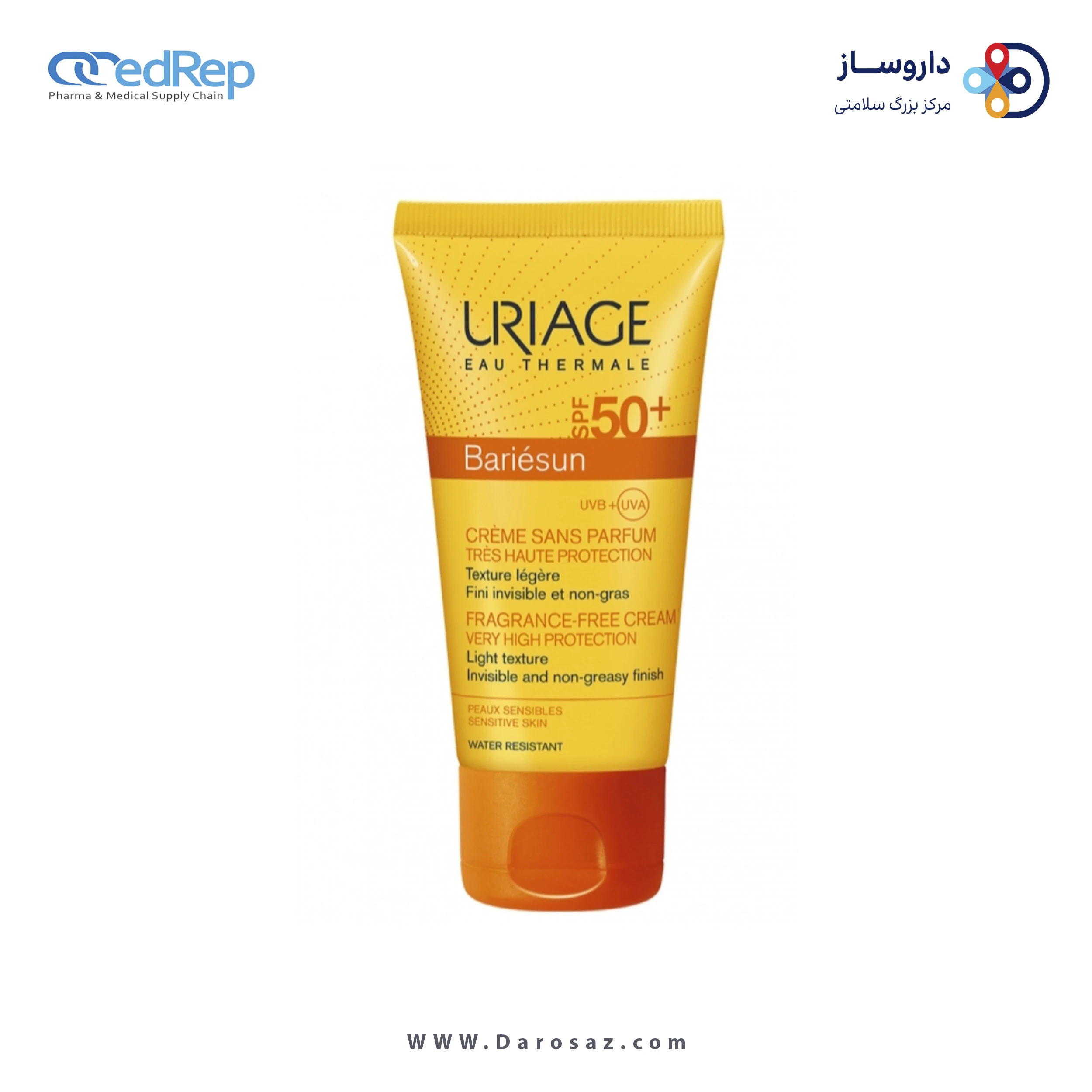 فراورده های برای حمام آفتاب URIAGE BARIESUN Crème Sans Parfum SPF50+ Tres Haute Protection Very High Protection Cream