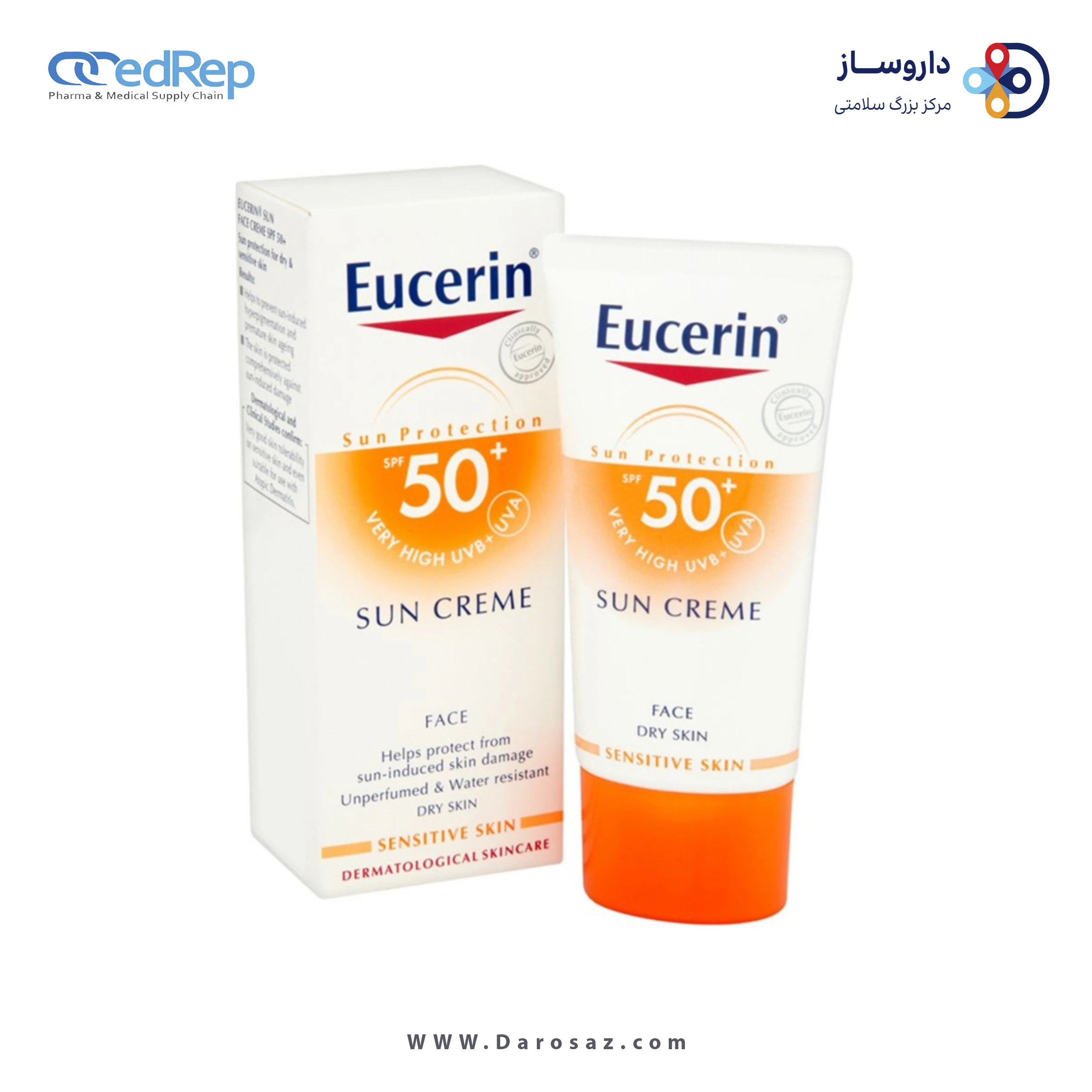 فراورده های برای حمام آفتاب EUCERIN Sun Face Cream Dry Skin SPF 50