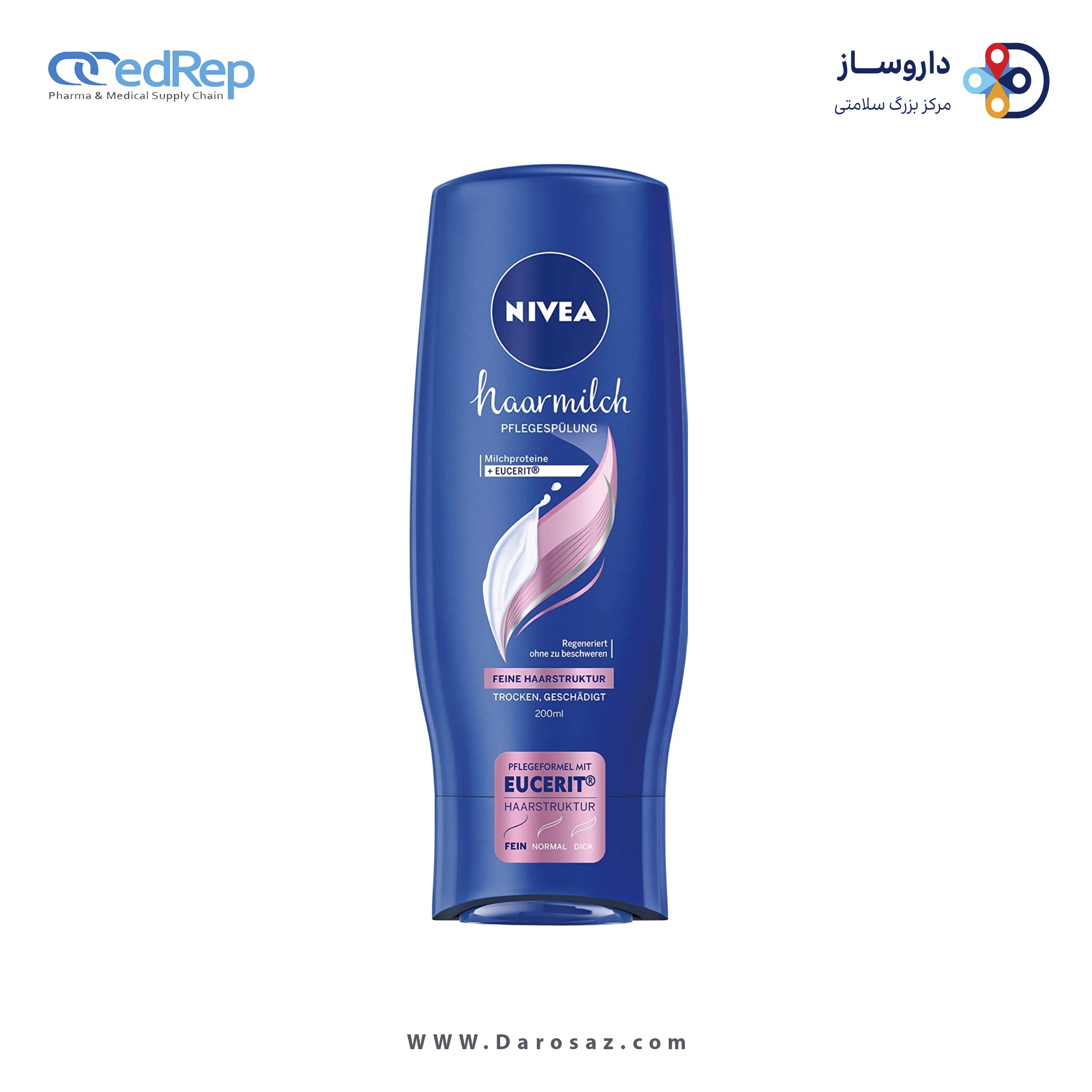 فراورده های حالت دهنده ،نرم کننده وتثبیت کننده آرایش مو (کرمها ، لوسیونها وروغنها) NIVEA Hair milk Conditioner for fine Hair 200ml