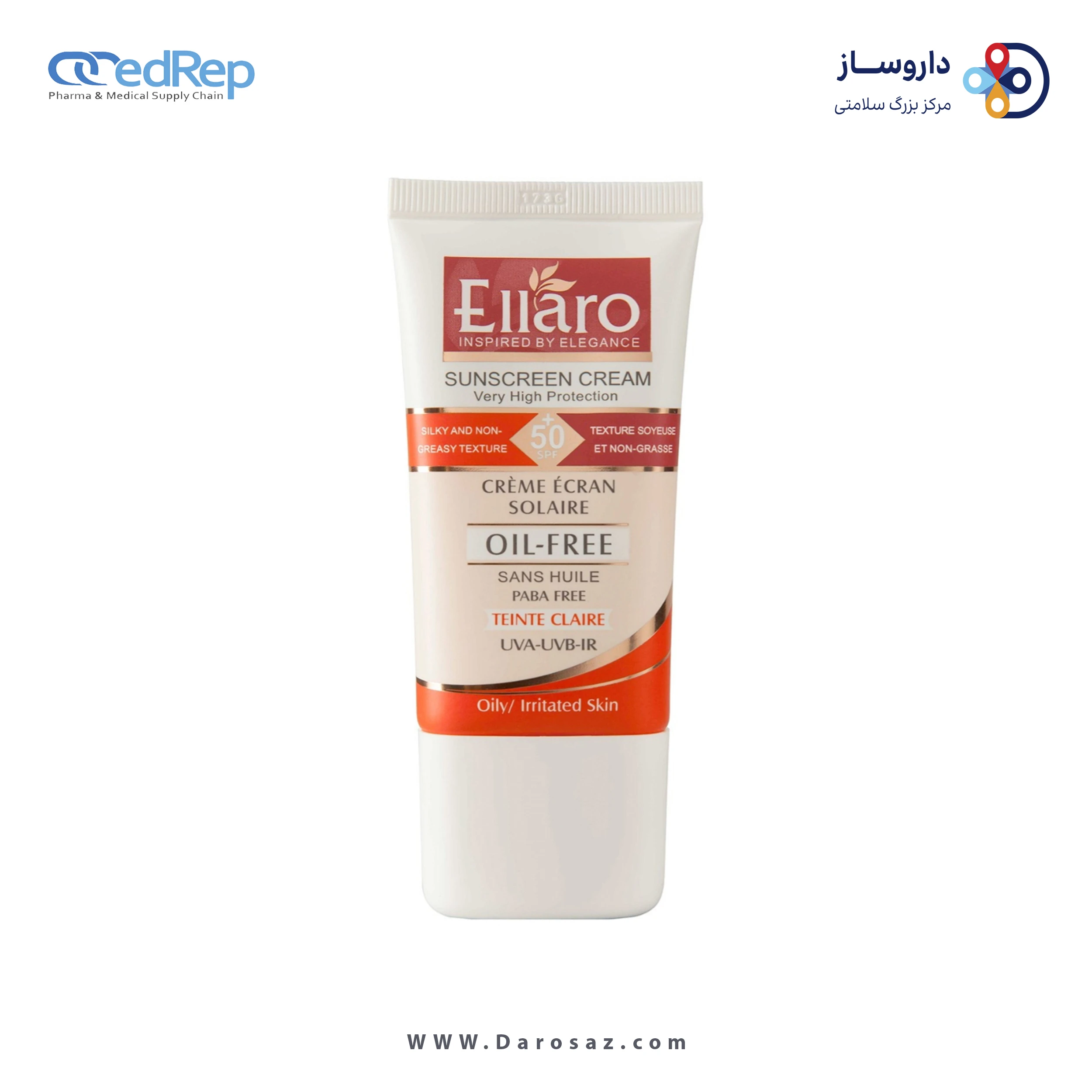 کرم ضد آفتاب Spf+50 فاقد چربی سری Teinte Claire الارو 40 میل