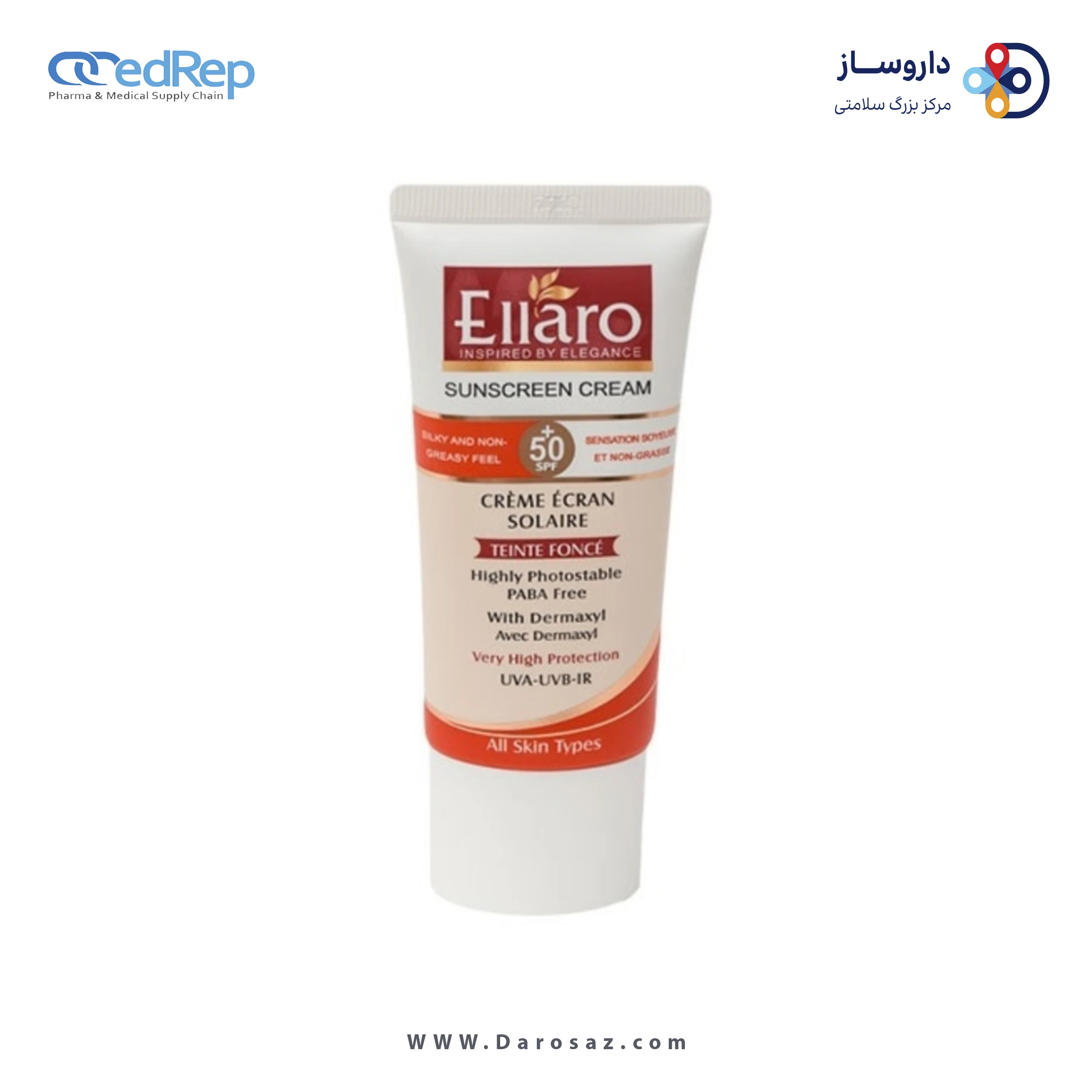 فراورده های برای حمام آفتاب ELLARO sunscreen cream oli free natural beige spf 50 paraben free
