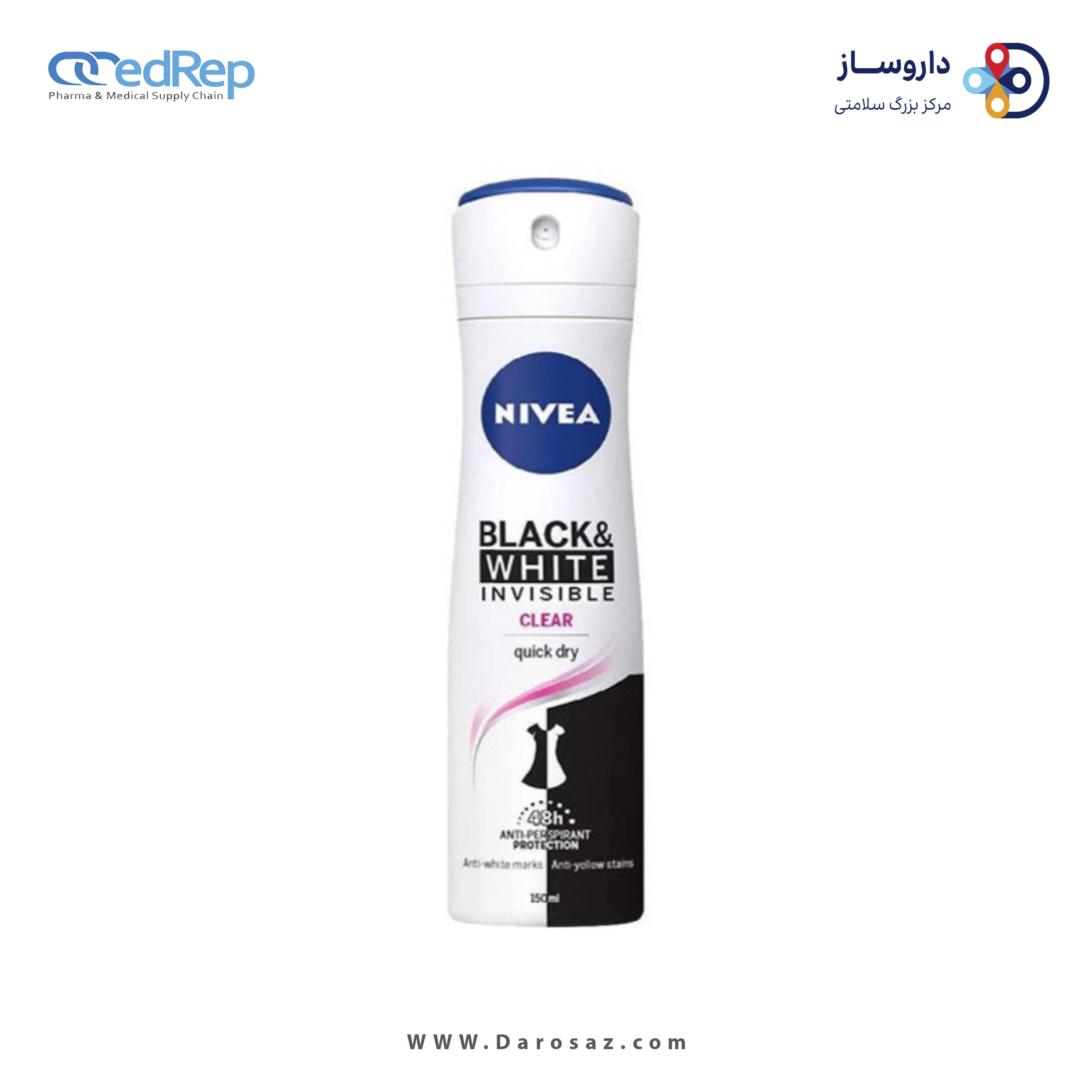 اسپری بدن زنانه نیوا ۱۵۰ میلی Black & White Invisible Clear
