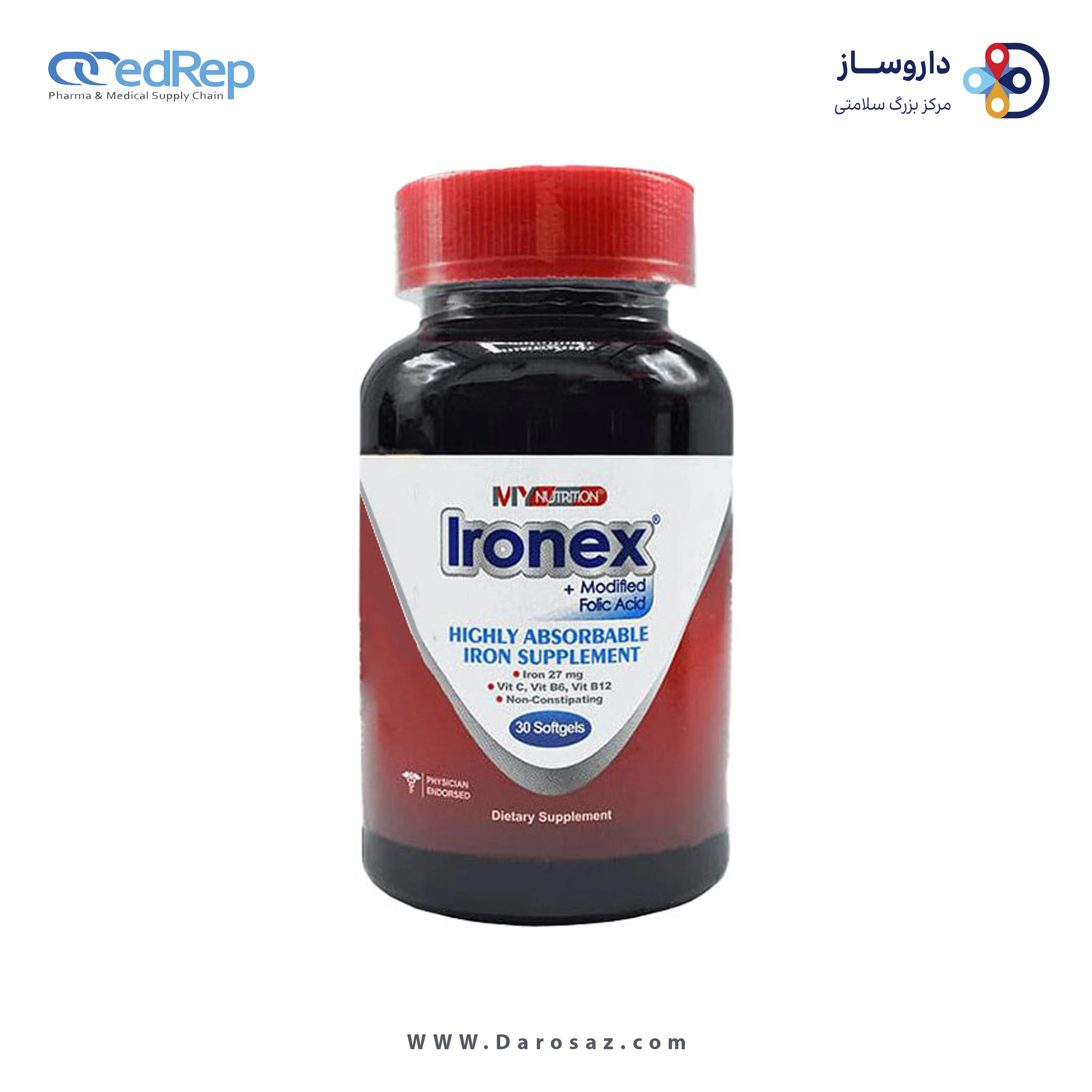 آیرونکس + مودیفاید فولیک اسید سافت ژل